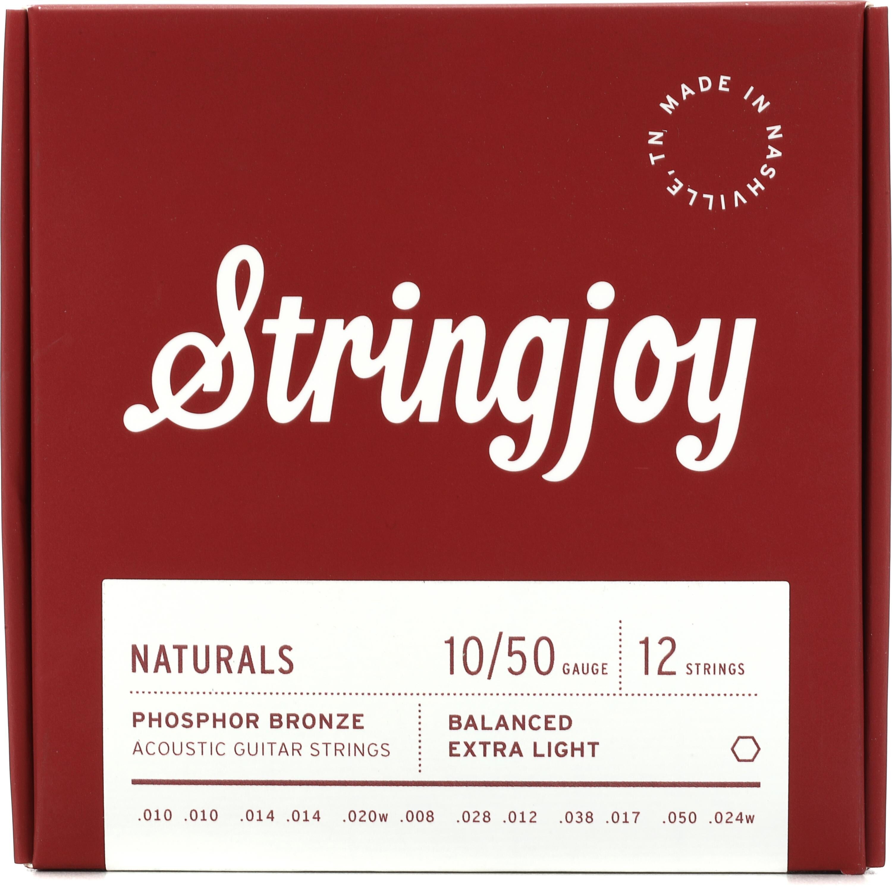 Photo of Stringjoy Naturals Phosphor Bronze 12-string Acoustic Guitar Strings - .010-.050 Extra Light