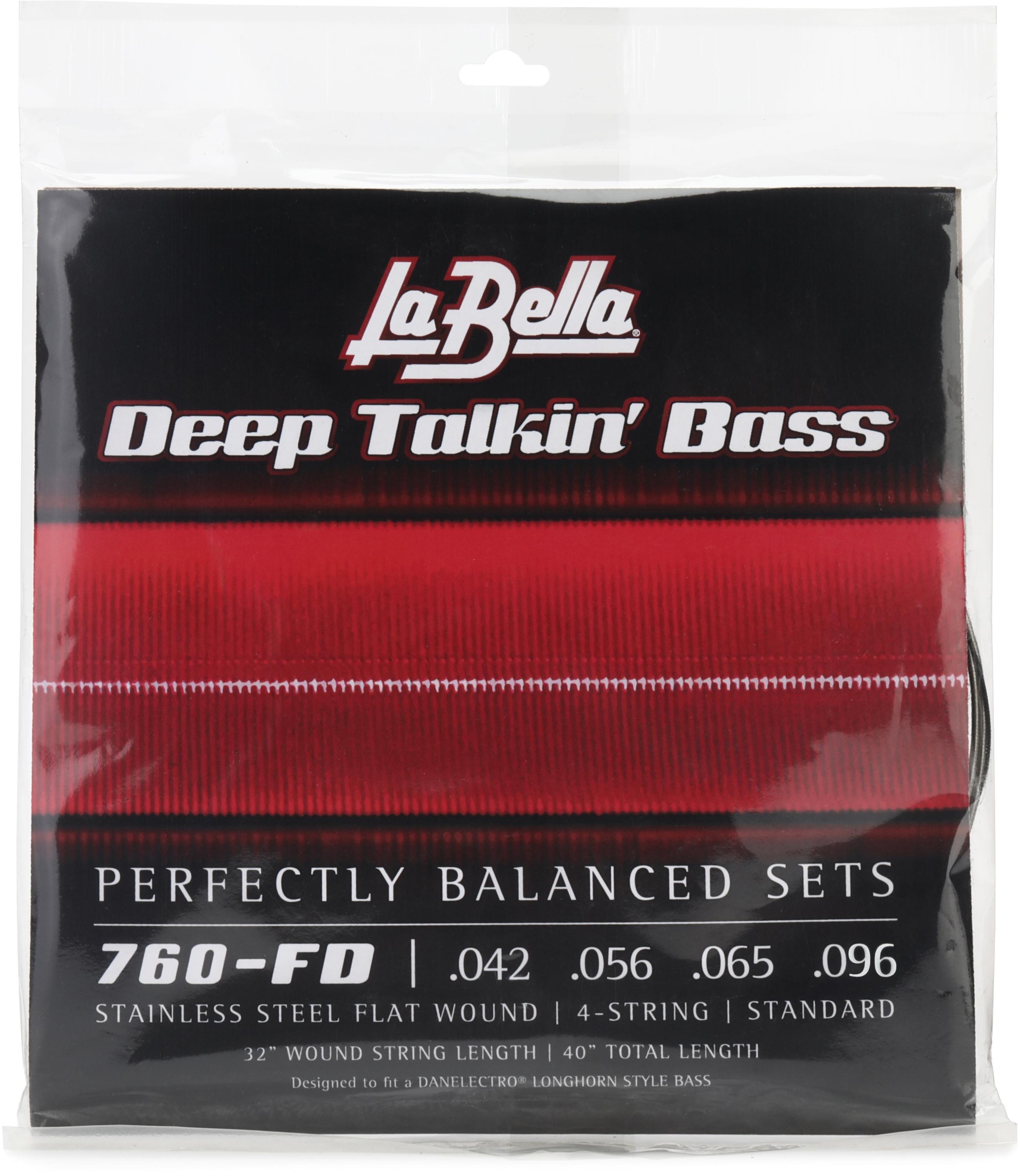 Photo of La Bella 760-FD Deep Talkin' Bass Danelectro Stainless Steel Flatwound Bass Guitar Strings - .042-.096