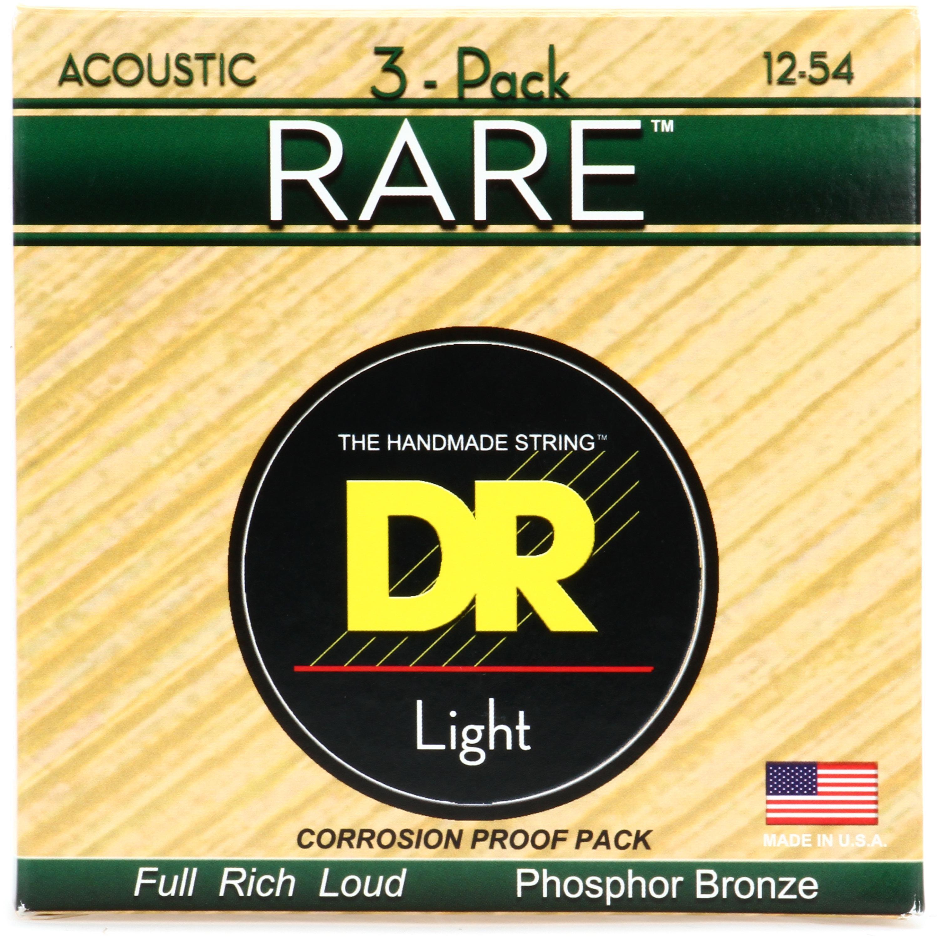 Photo of DR Strings RPM-12 Rare Phosphor Bronze Acoustic Guitar Strings - .012 - .054 Light Factory 3-pack