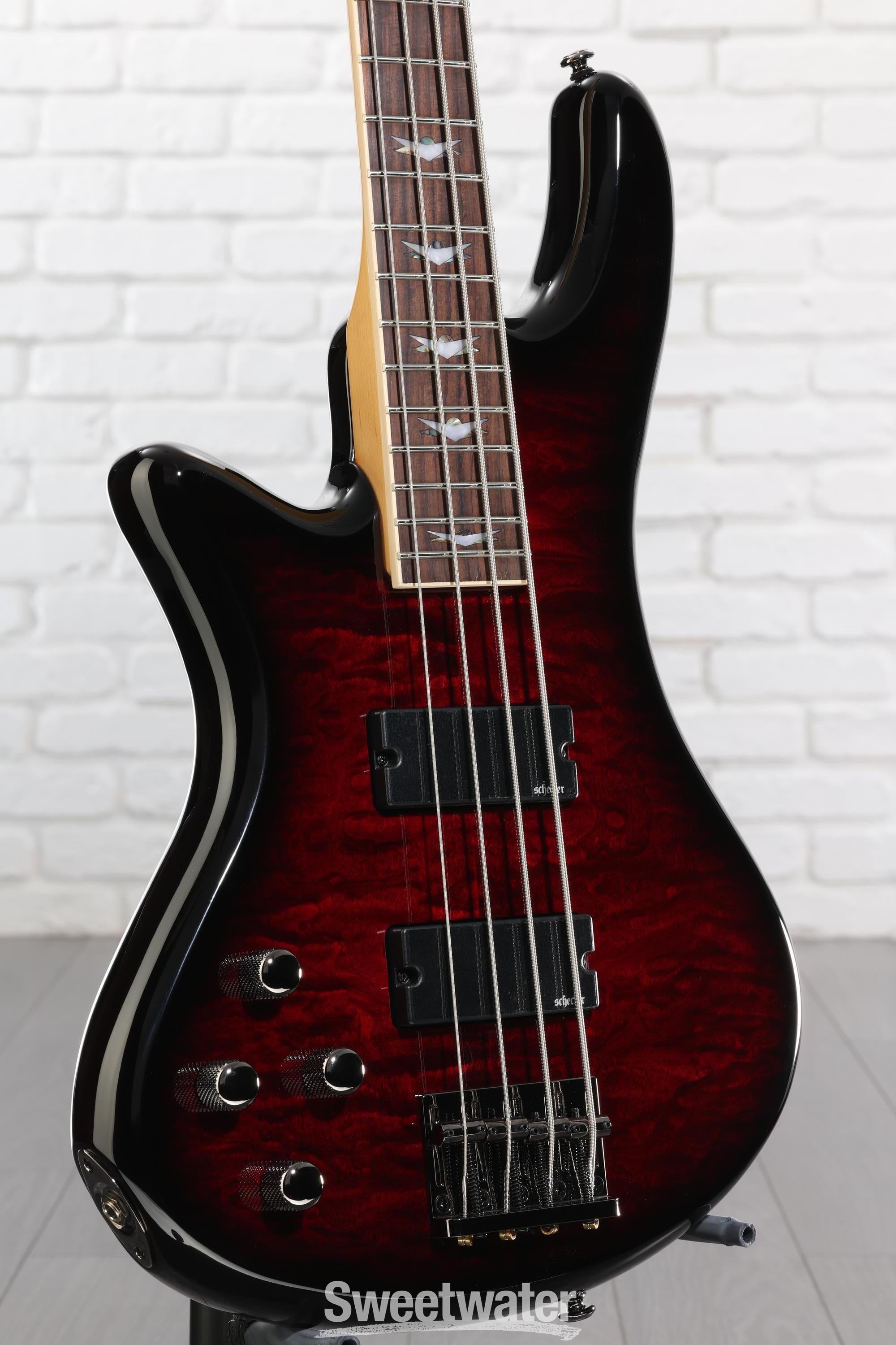 Photo of Schecter Stiletto Extreme 4 LH Left-handed Bass Guitar - Black Cherry