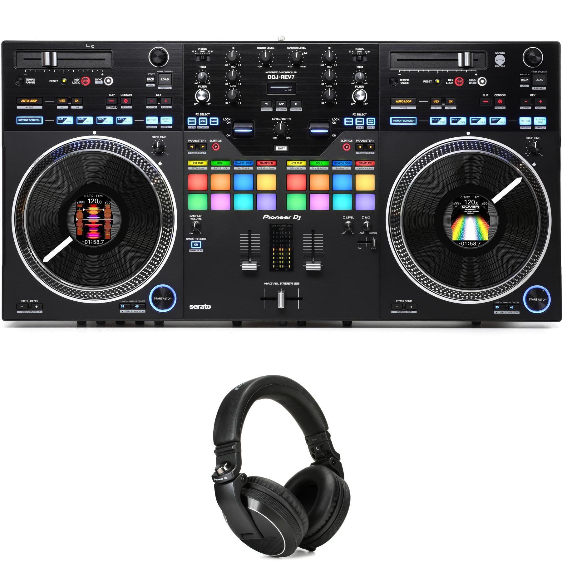 Pioneer DJ DDJ-REV7 2-deck Serato DJ Controller and Headphones