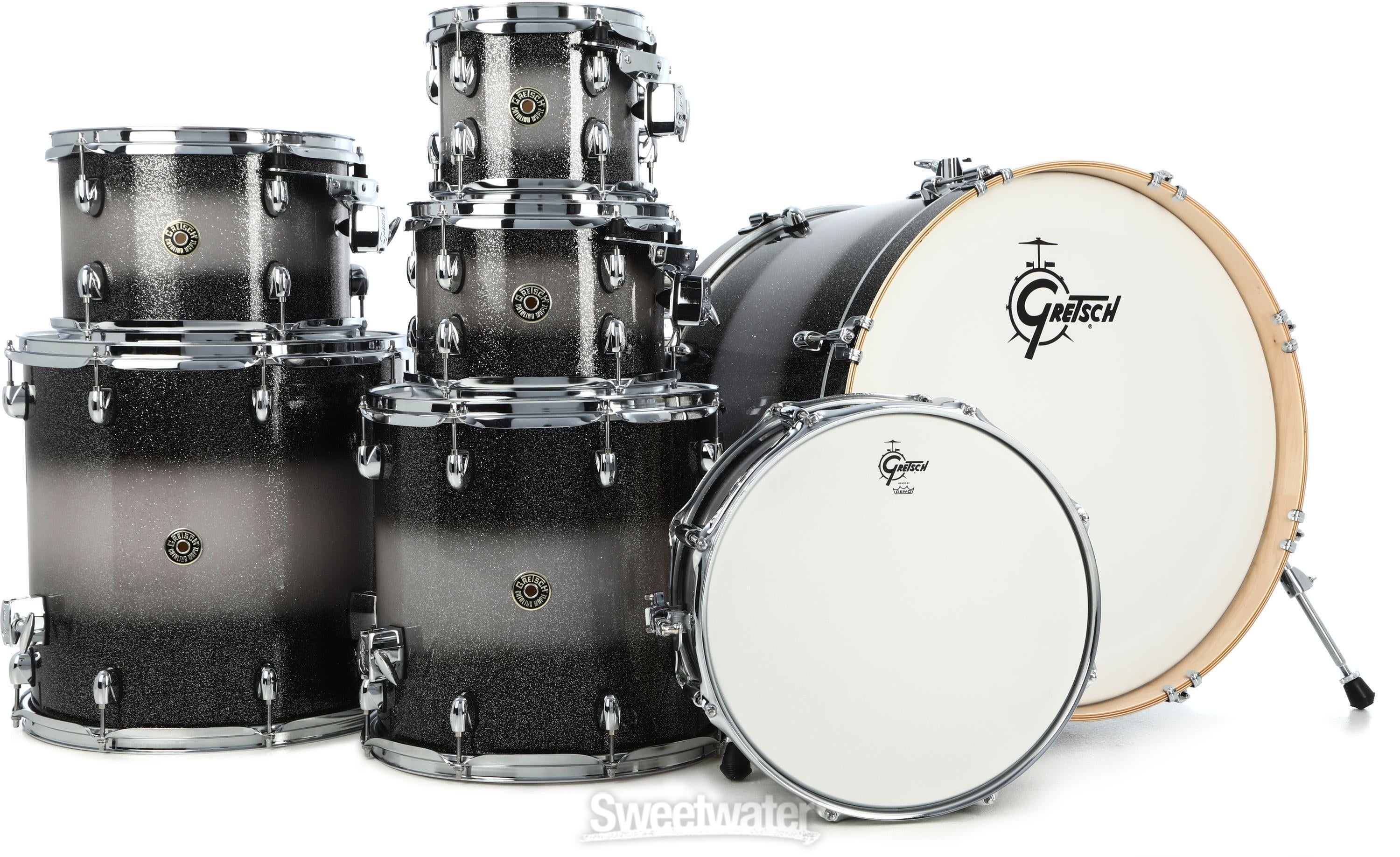 Gretsch Drums Catalina Maple CM1-E826P 7-piece Shell Pack with Snare Drum -  Black Stardust Silver Duco