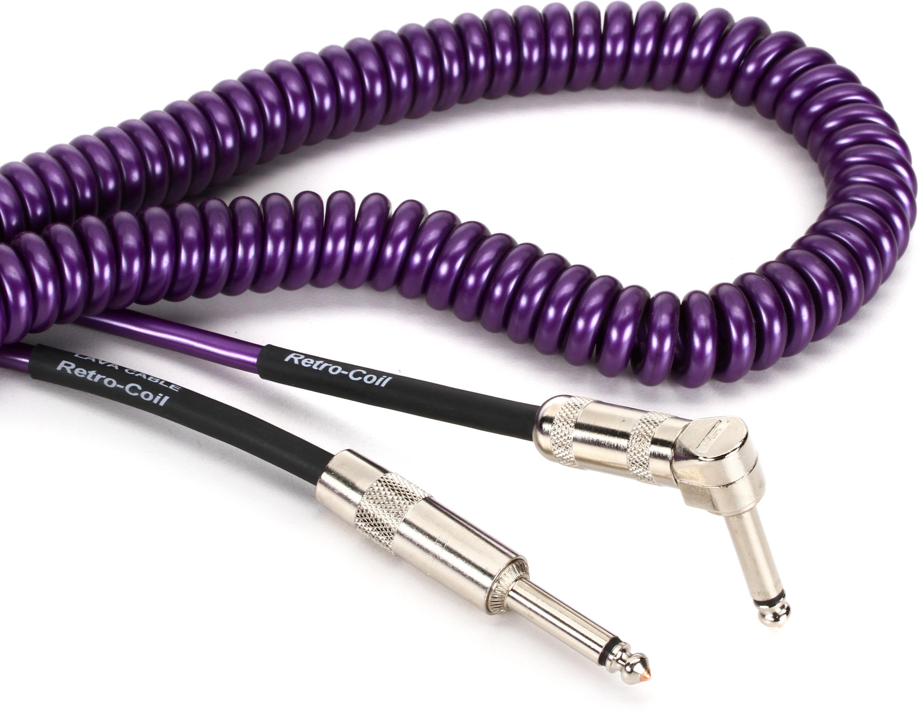 Photo of Lava Cable LCSCRMP Super Coil Straight to Right Angle Instrument Cable - 35 foot Metallic Purple