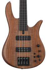 Photo of Fodera Monarch 4 Standard Fretless Bass Guitar - Natural Figured Walnut
