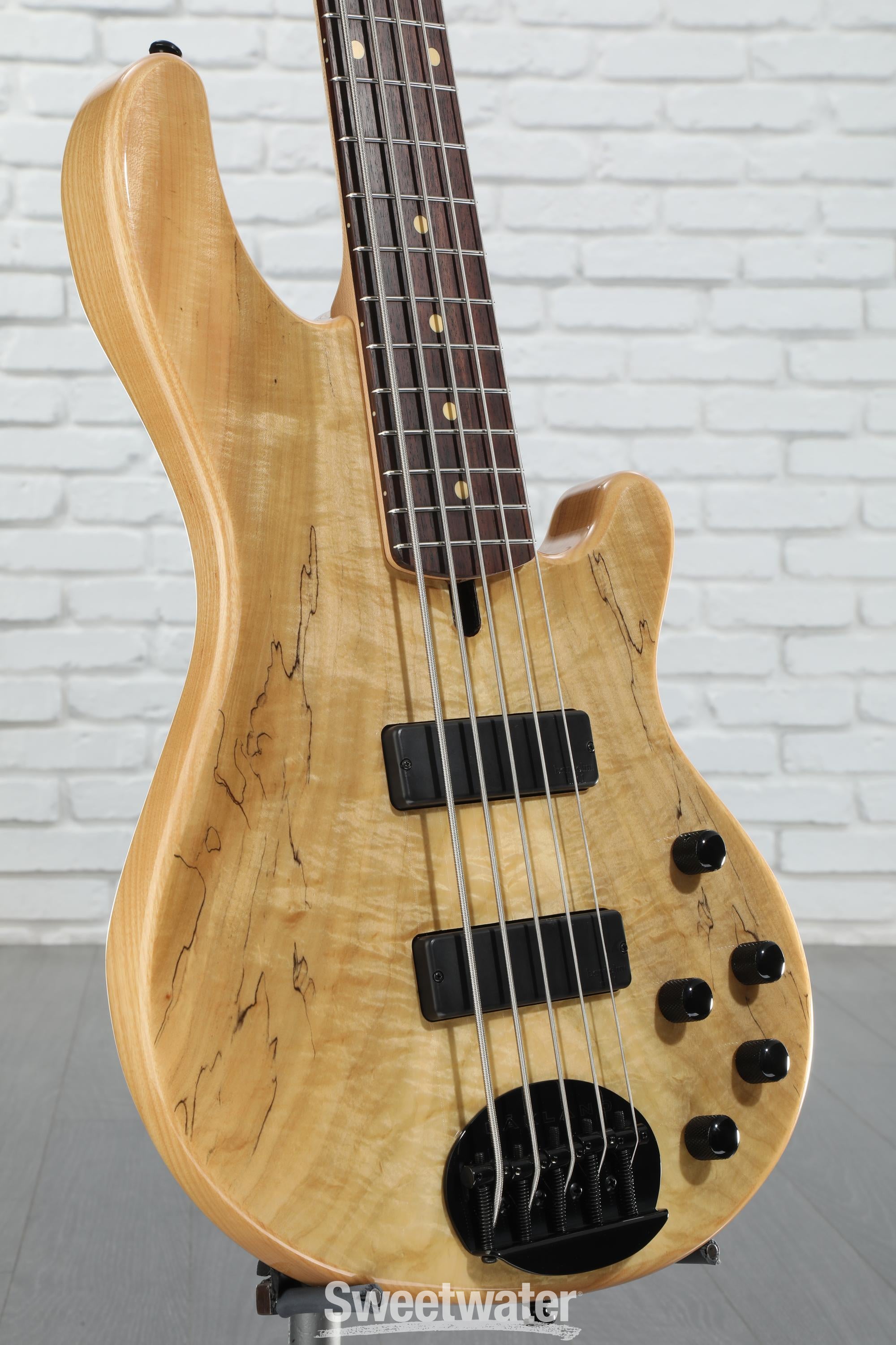 Lakland Skyline 55-01 Deluxe Spalted Maple Bass Guitar - Natural with Indian Laurel Fingerboard and Black Hardware