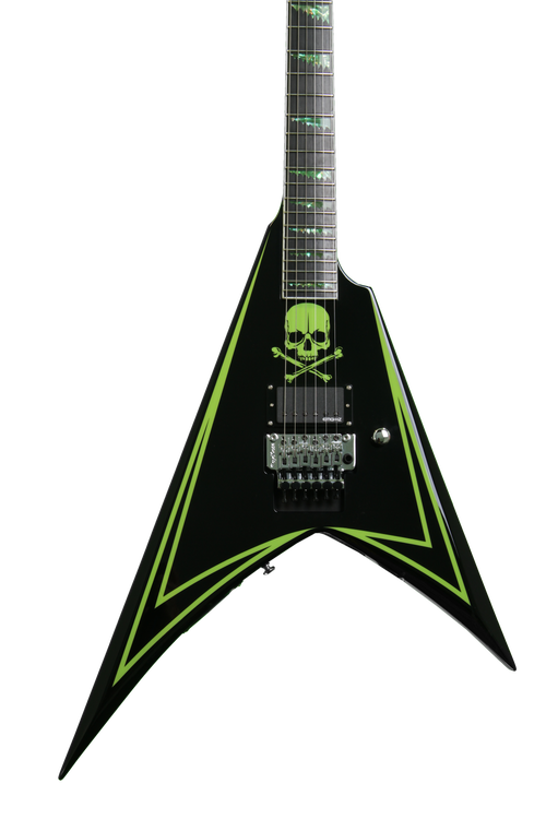 ギター ESP LTD Alexi600 ESP LTD ALEXI-600 GREENY - Black with Green Skull & Stripe