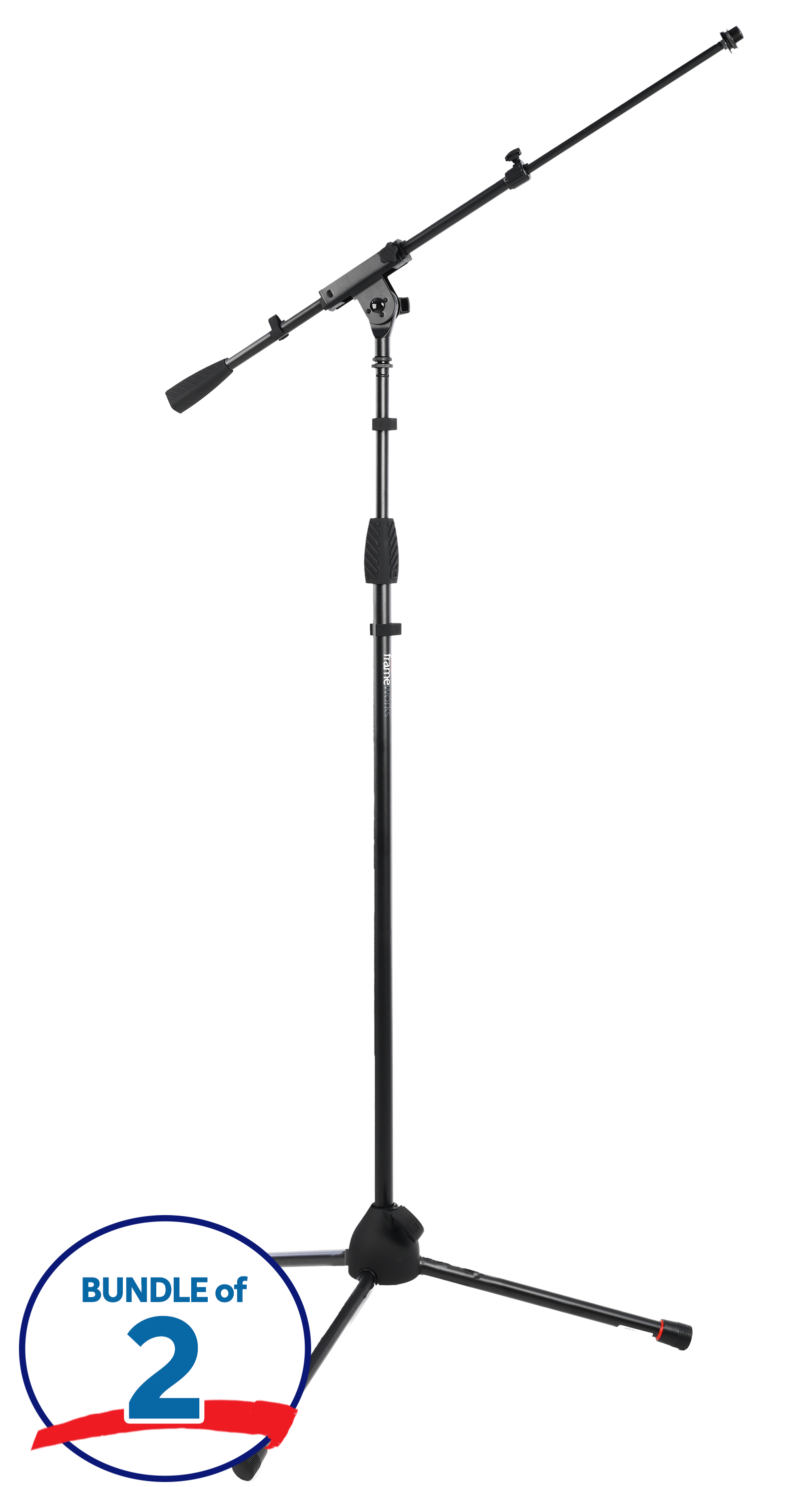 Photo of Gator Frameworks GFW-MIC-2020 Tripod Mic Stand with Telescoping Boom (2-pack)