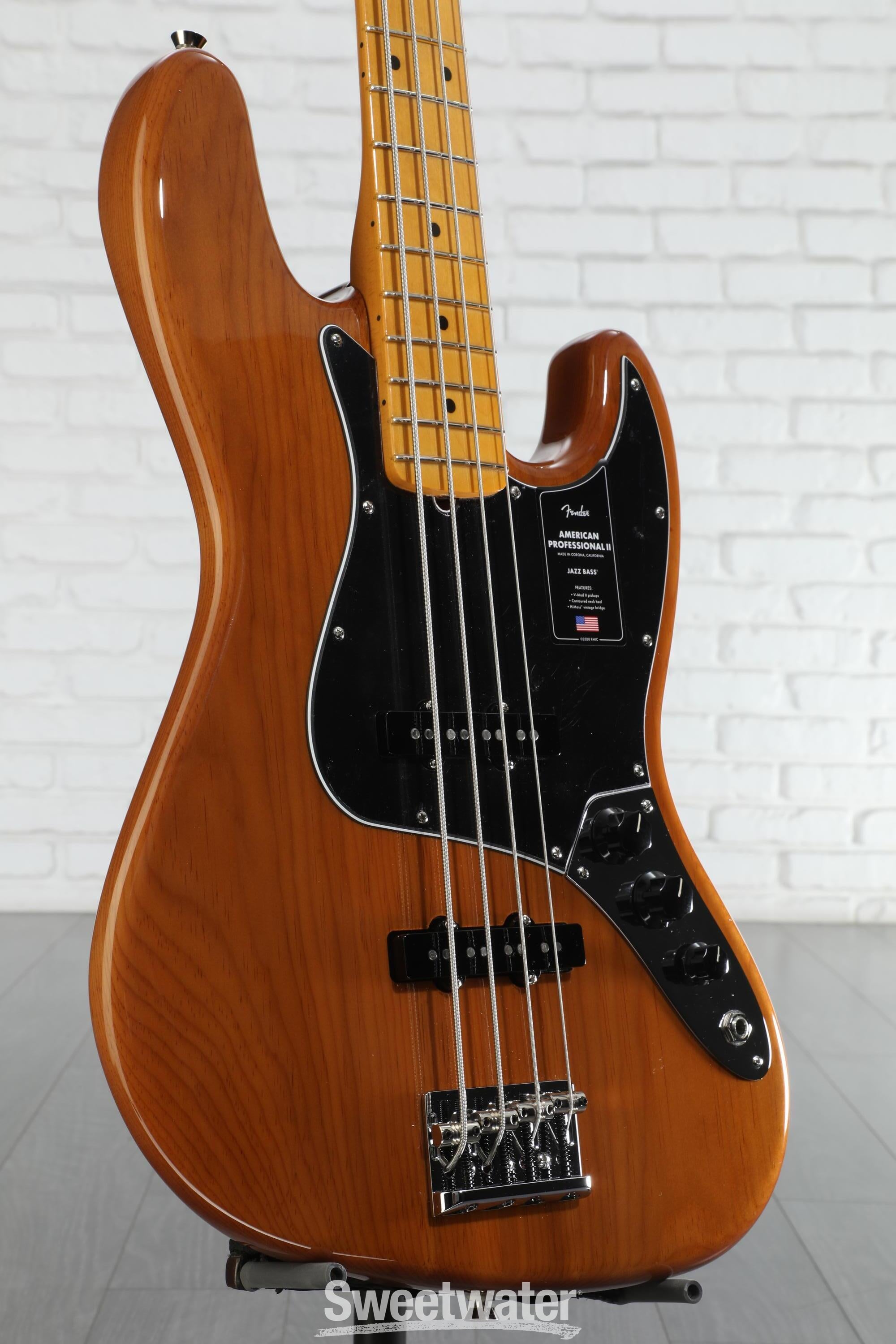 ベース Fender American Professional II Jazz bas Fender American Professional II Jazz Bass Guitar - Natural