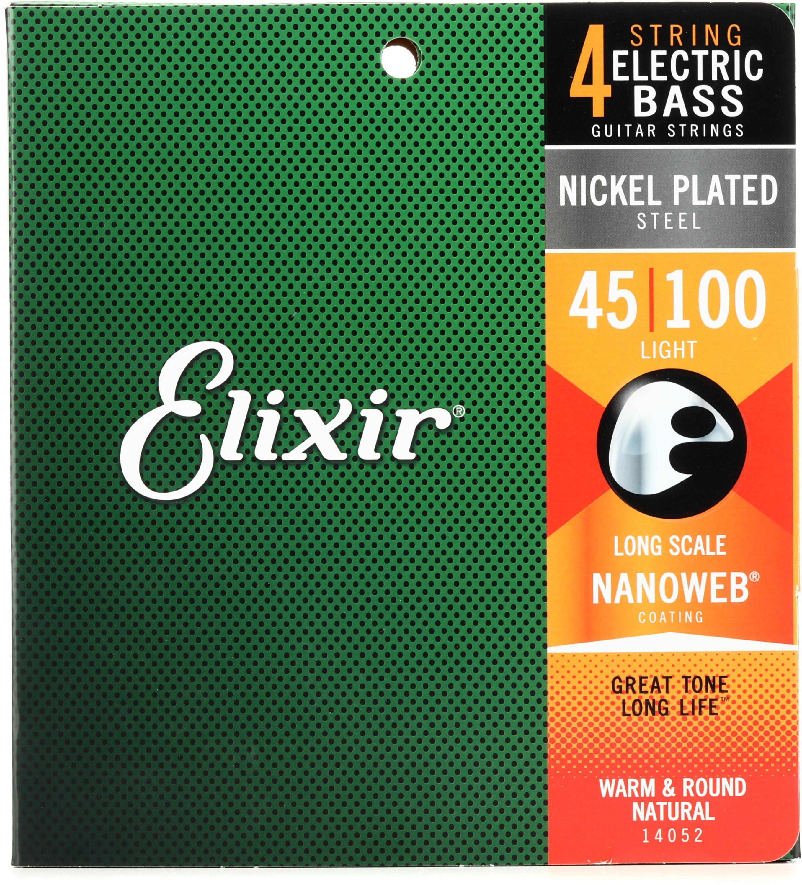 Bundled Item: Elixir Strings 14052 Nanoweb Electric Bass Guitar Strings - .045-.100 Light Long Scale