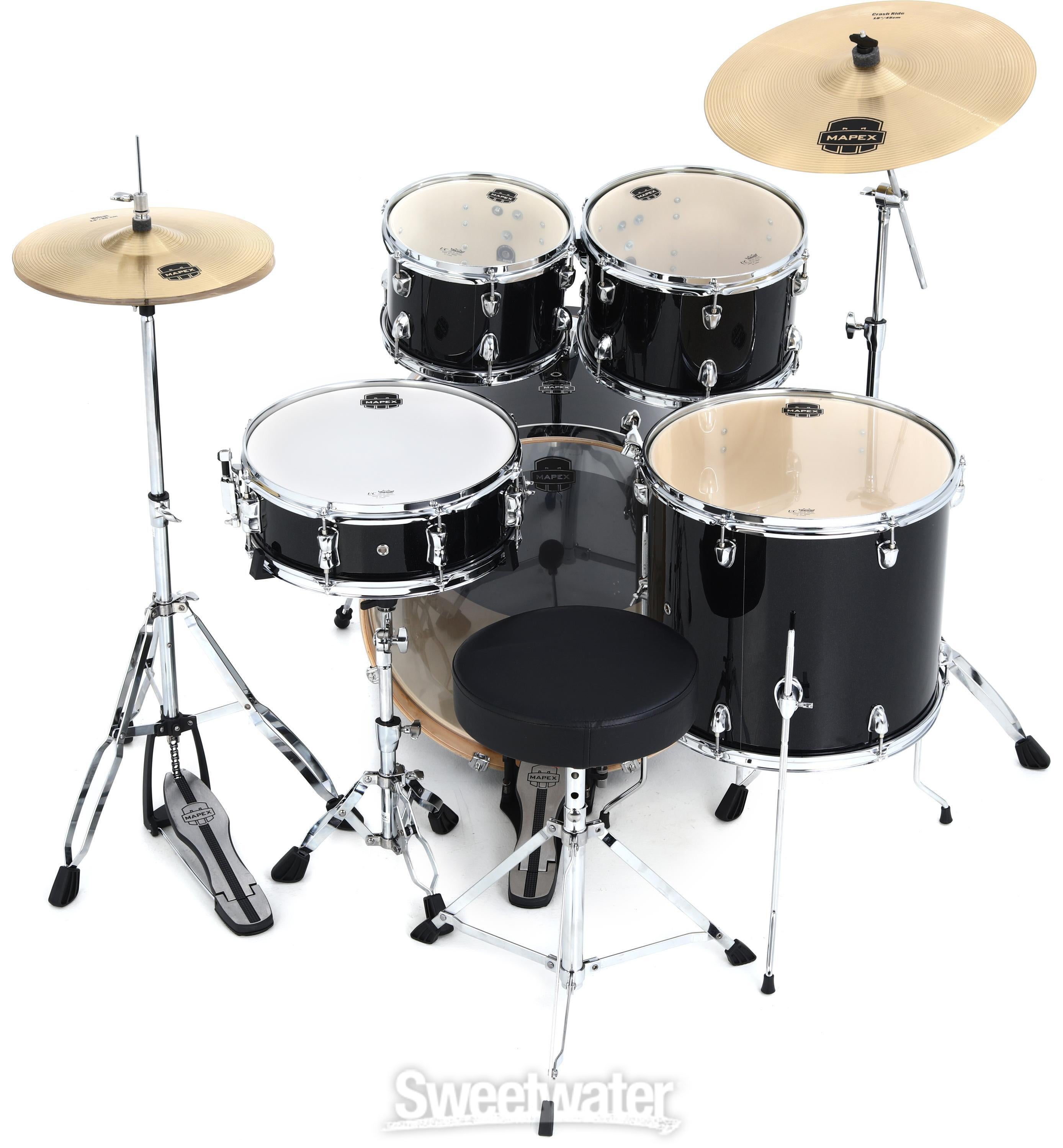 Mapex Venus VE5294FTC 5-piece Rock Complete Drum Set - Black