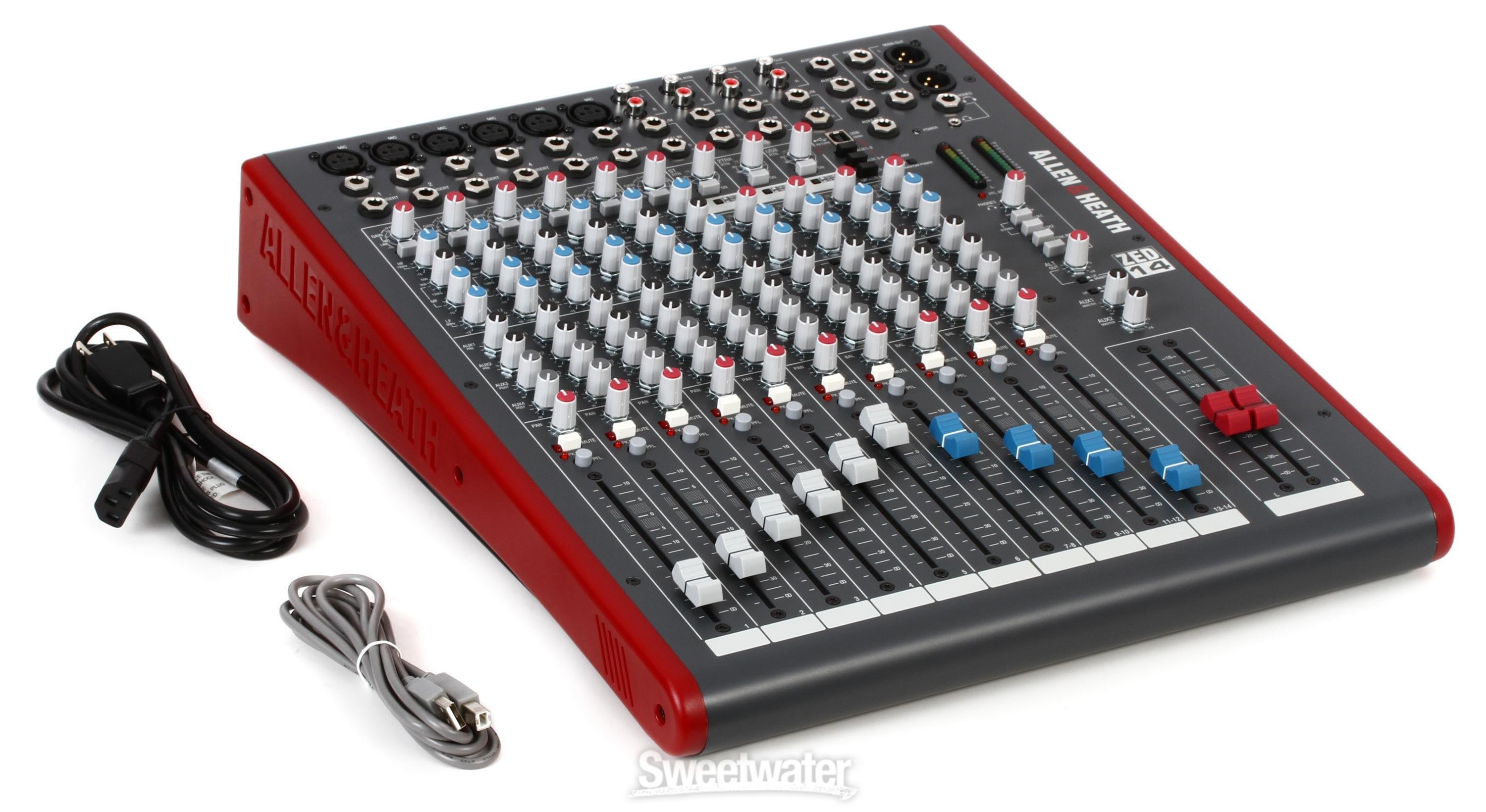 Allen u0026 Heath ZED-14 12-channel Mixer with USB Audio Interface | Sweetwater