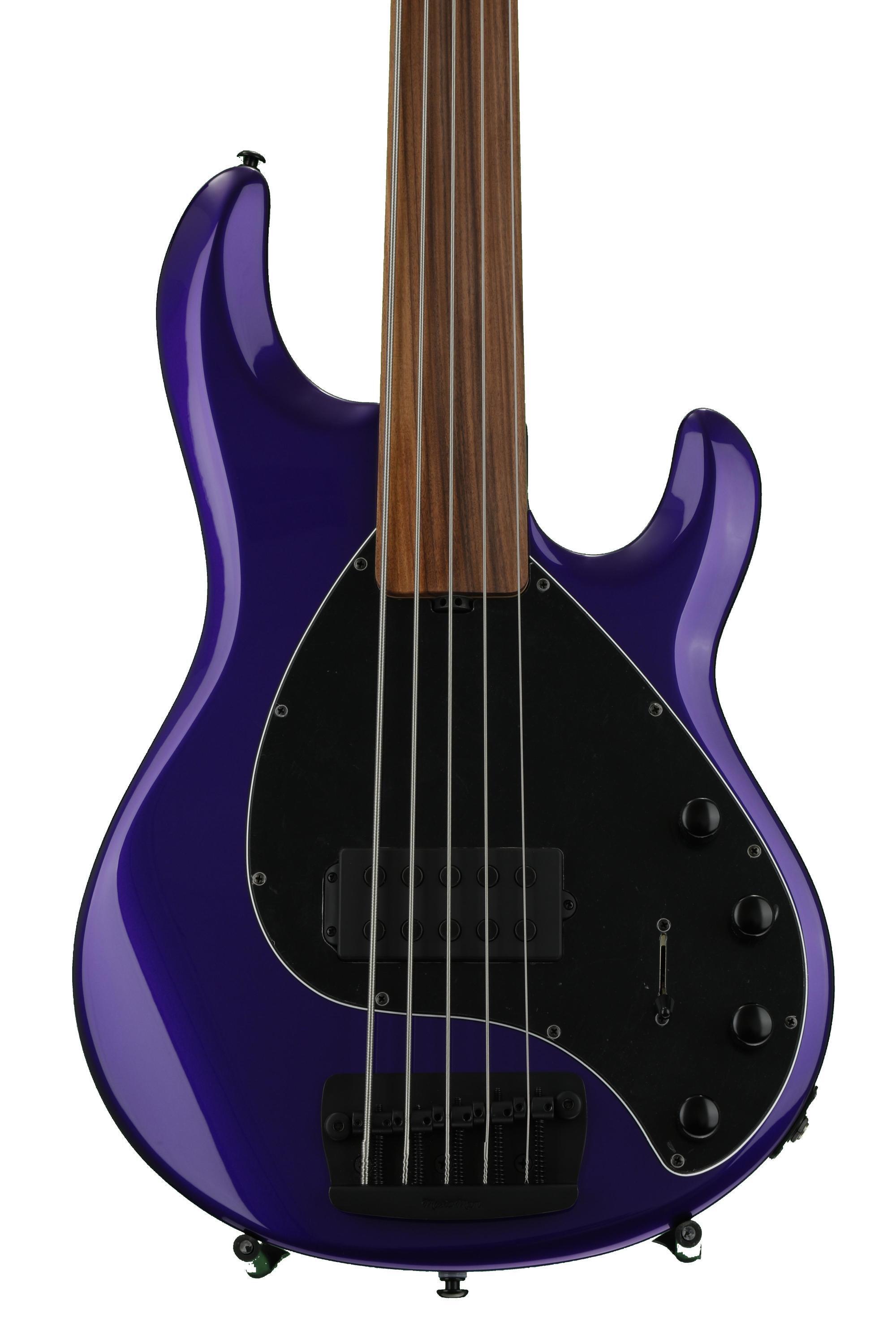 Ernie Ball Music Man Stingray 5 H Fretless - Firemist Purple, Pau Ferro  Fingerboard