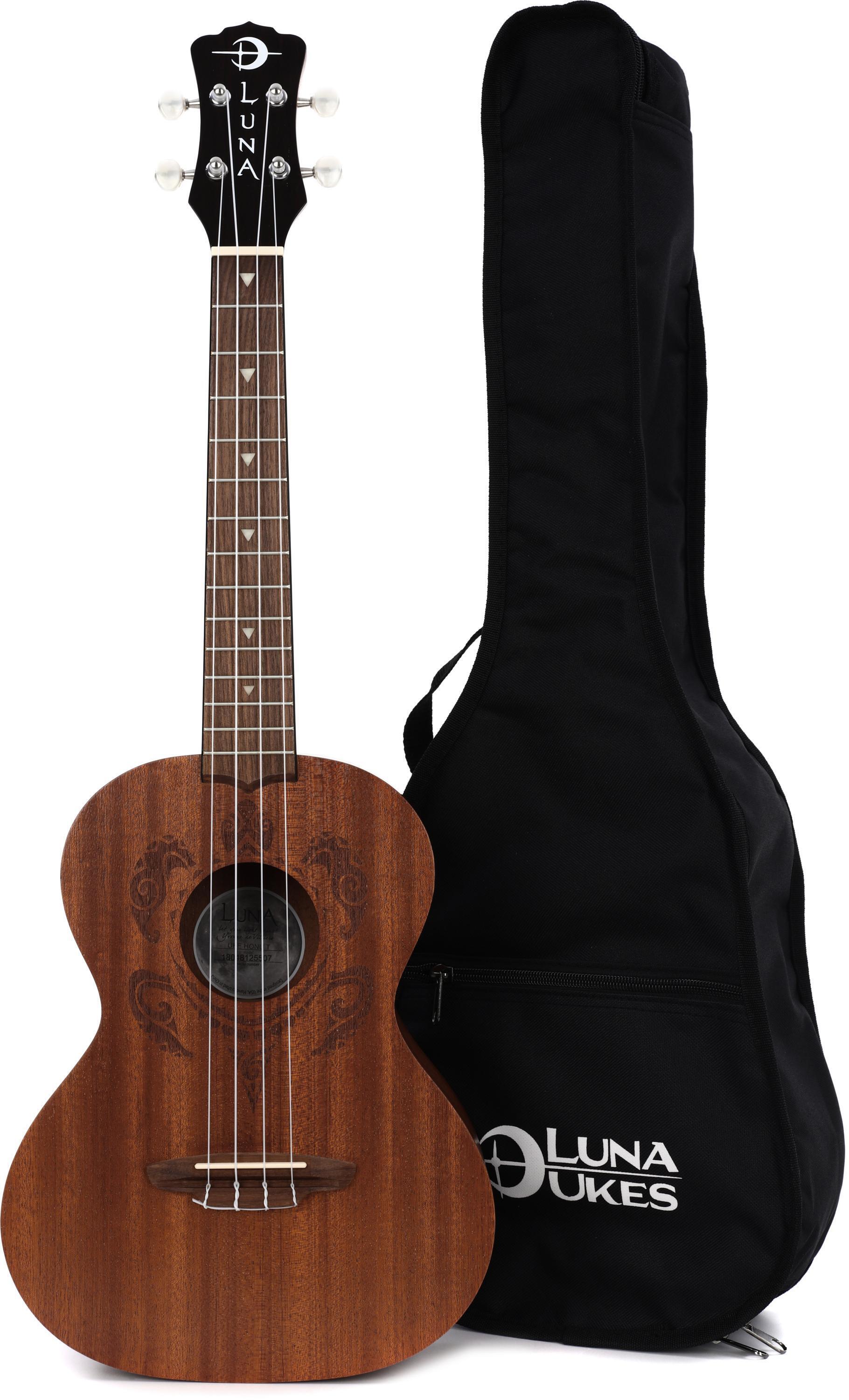 Luna Honu Tribal Turtle Tenor Ukulele - Satin Natural