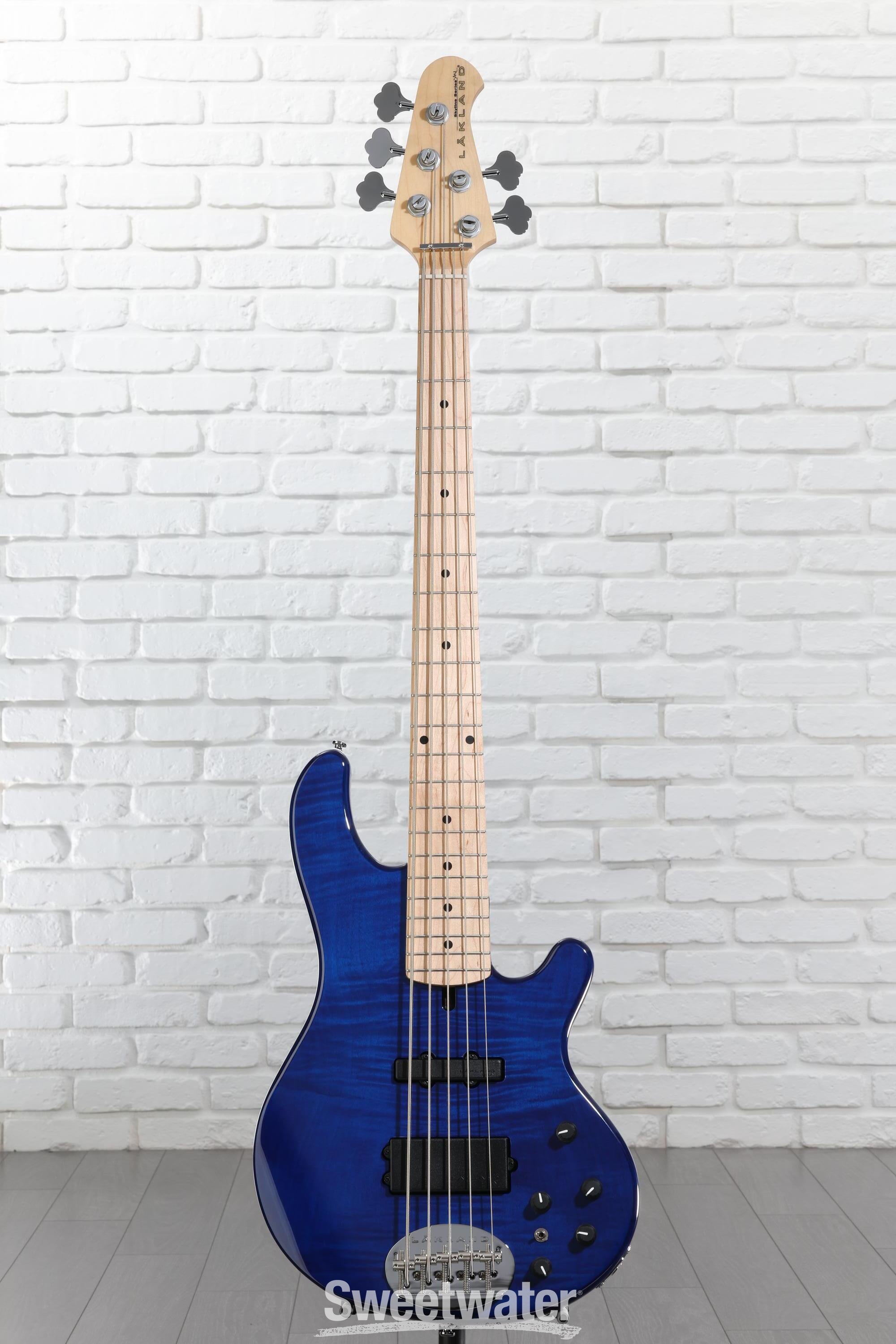 Lakland Skyline 55-02 Deluxe Flame Bass Guitar - Translucent Blue