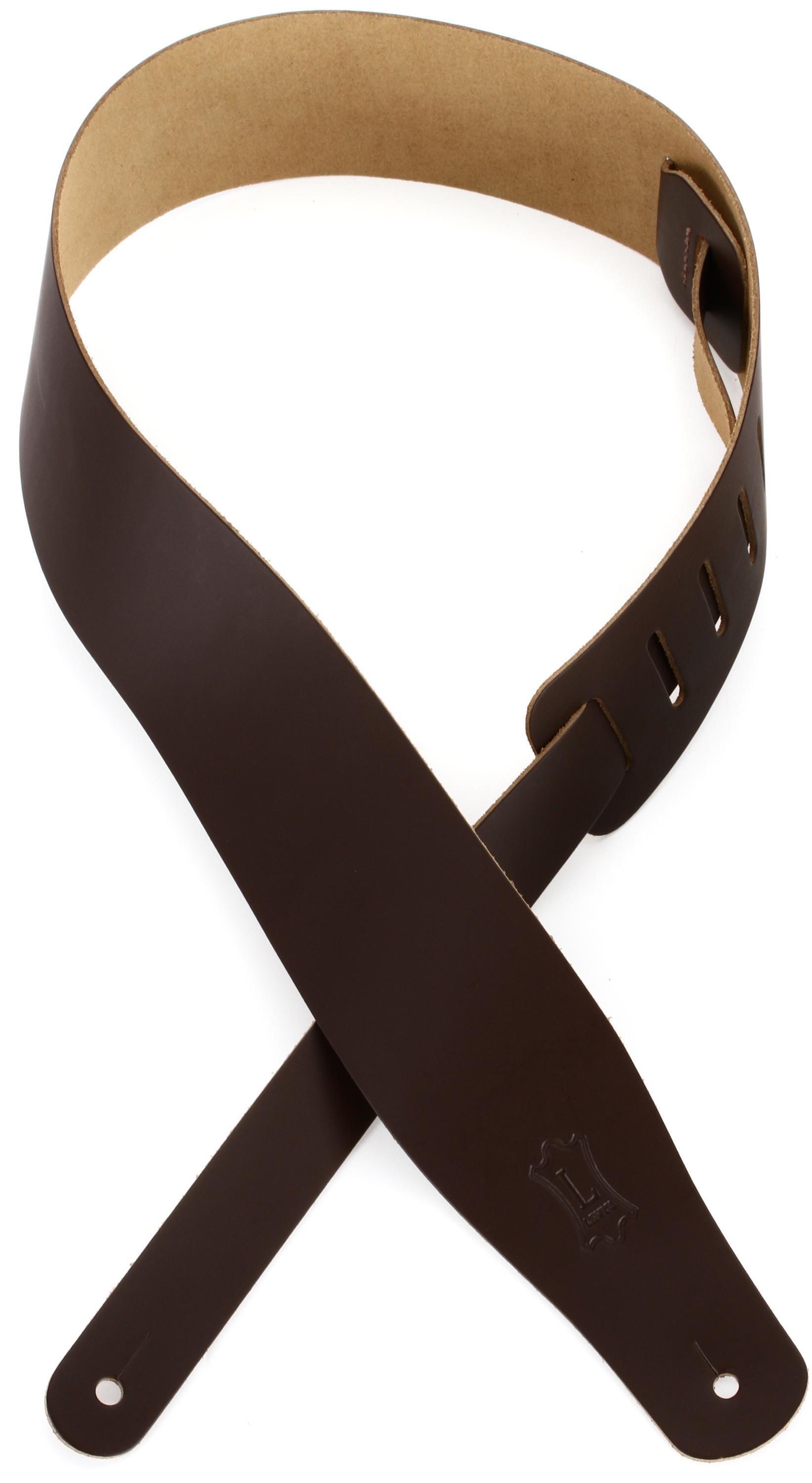 Photo of Levy's M26 Chrome-Tan Leather Guitar Strap - Dark Brown