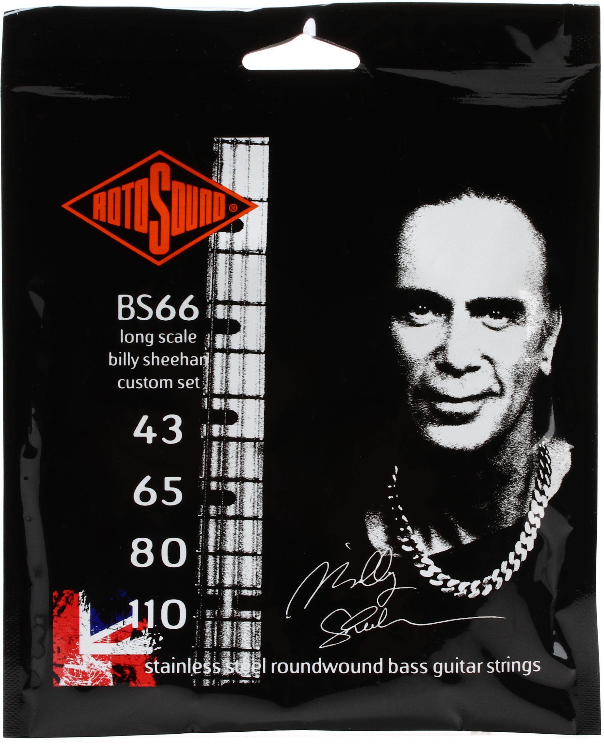Rotosound BS66 Swing Bass 66 Billy Sheehan Custom Stainless Steel  Roundwound Bass Guitar Strings - .043-.110 Medium Long Scale 4-string