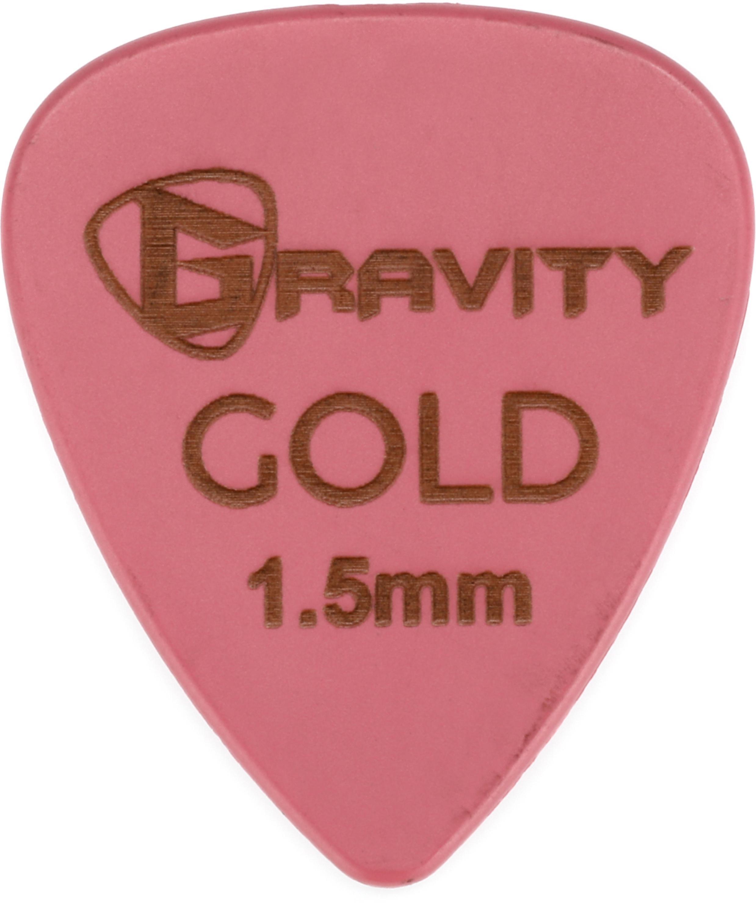 Photo of Gravity Picks Colored Gold Traditional Teardrop Guitar Pick - 1.5mm Pink