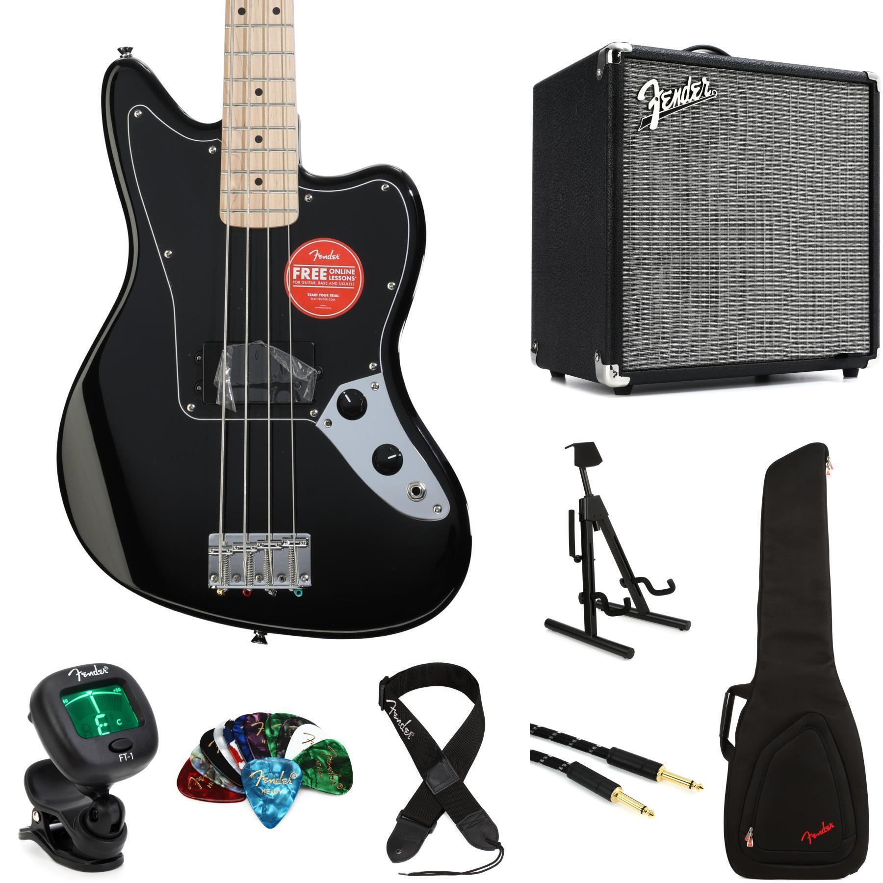 Squier Affinity Series Jaguar Bass and Fender Rumble 25 Amp
