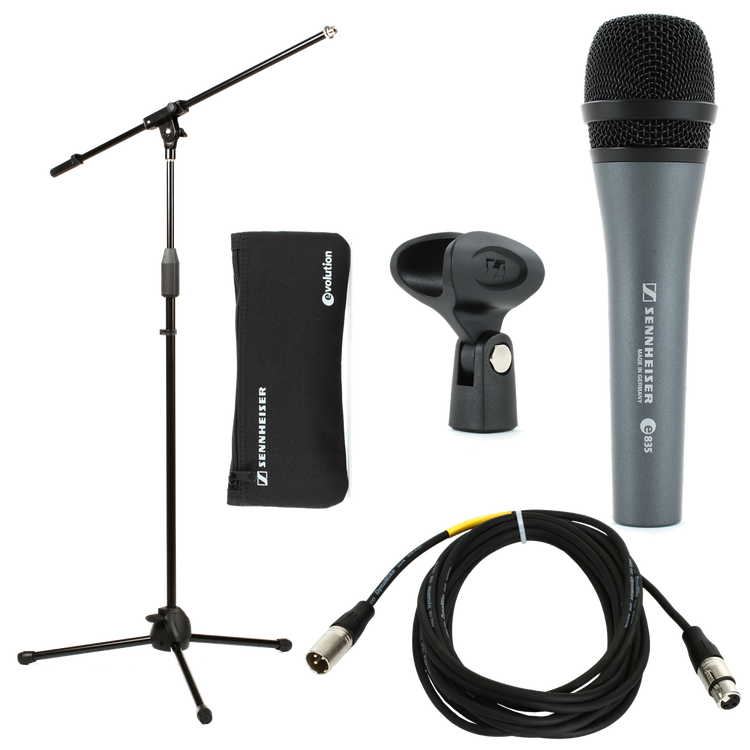 e 835 Cardioid Dynamic Microphone Bundle with Stand and Cable