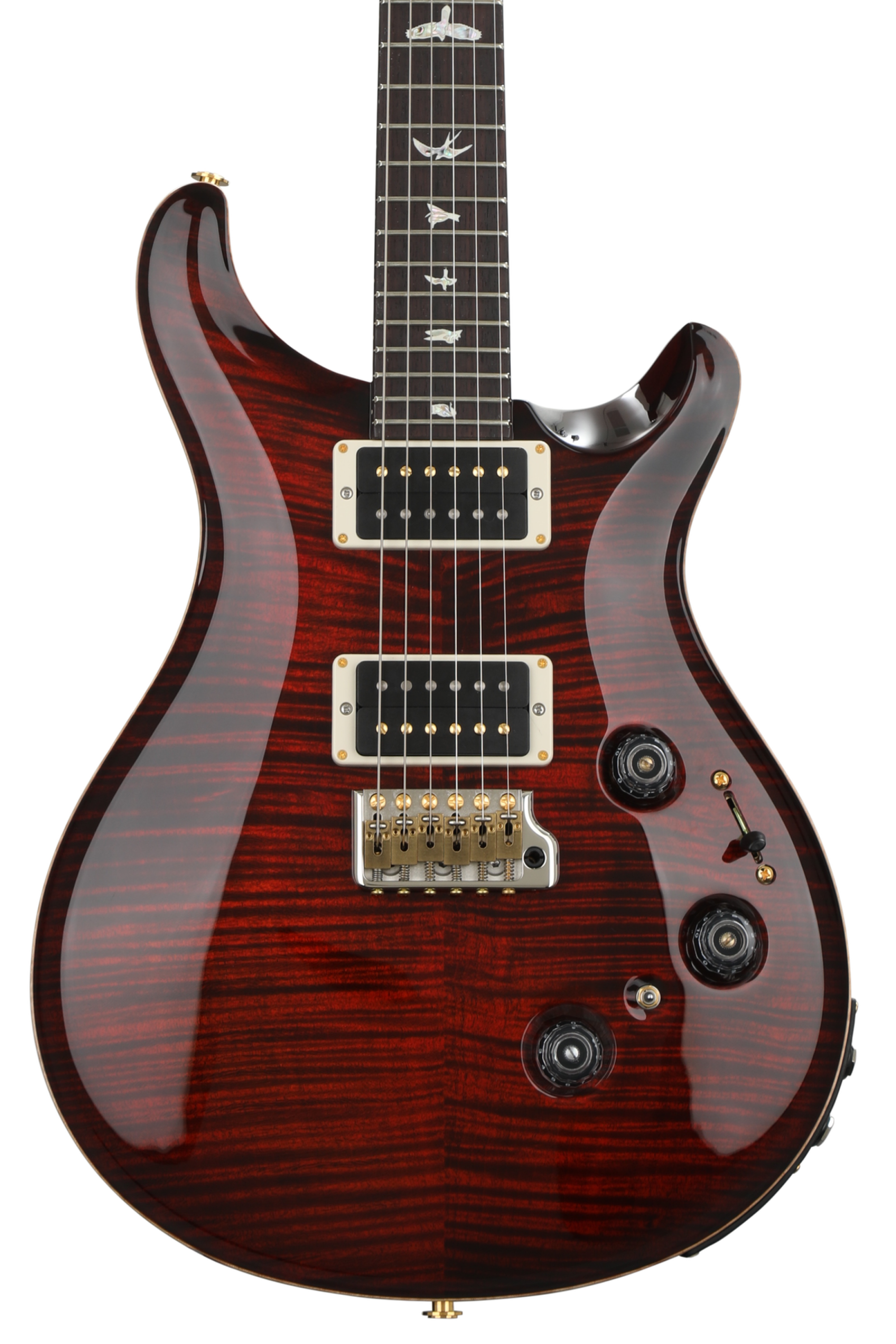 PRS Custom 24 Piezo Electric Guitar with Pattern Thin Neck - Fire Red Burst  10-Top