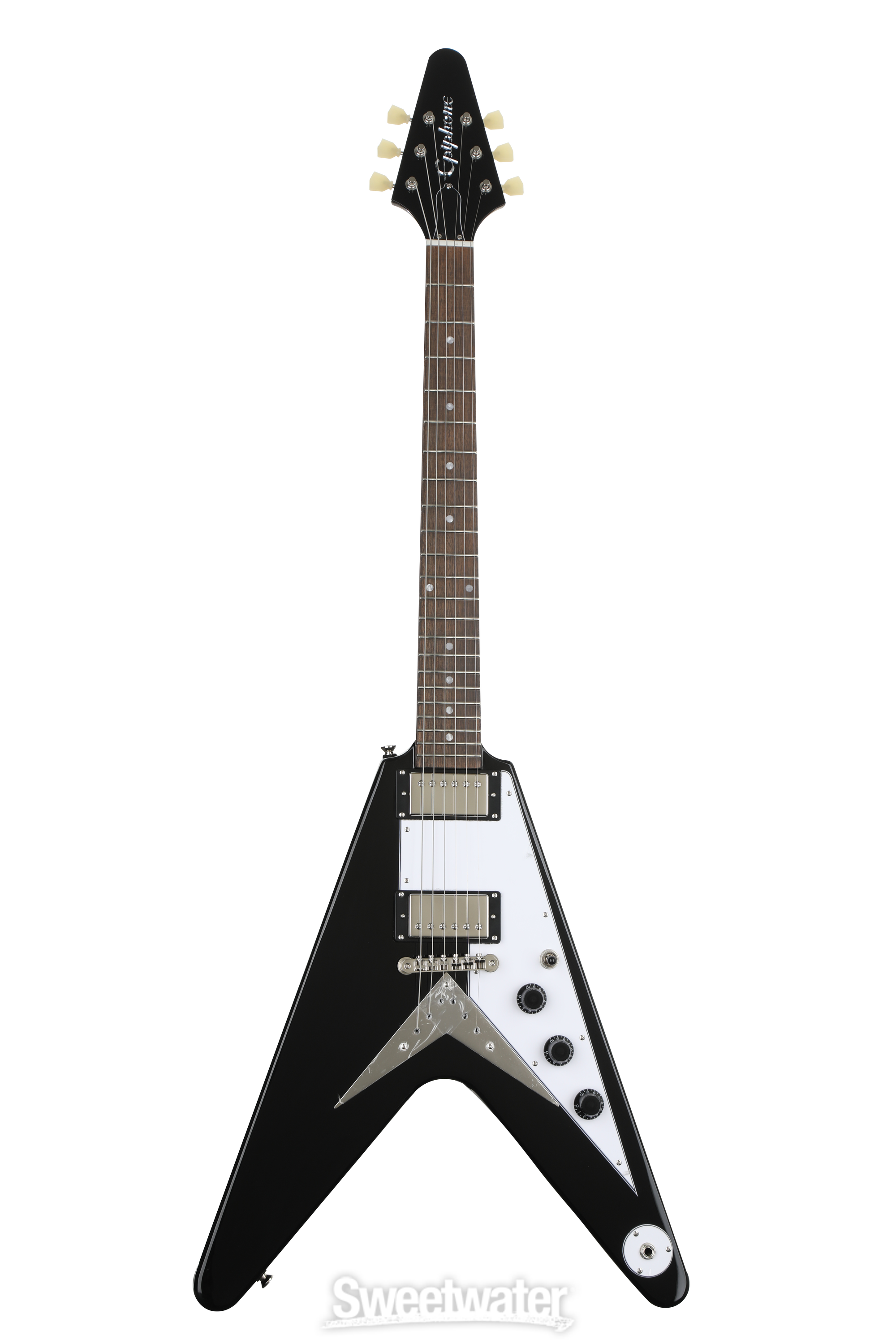 Epiphone V型 エレキギター ブラック Epiphone Flying V Electric Guitar - Ebony | Sweetwater