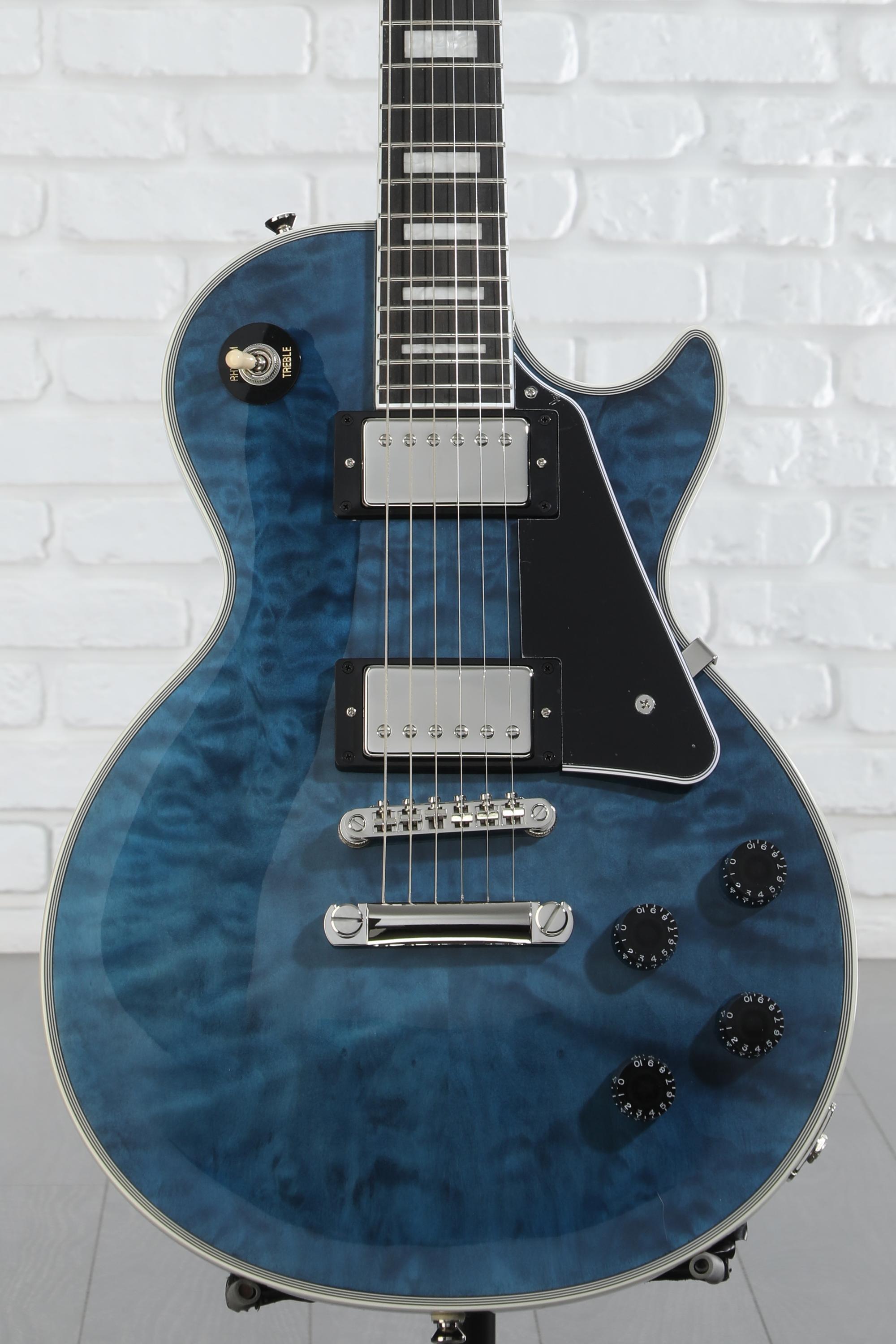 Epiphone Les Paul Custom Electric Guitar - Viper Blue, Sweetwater Exclusive