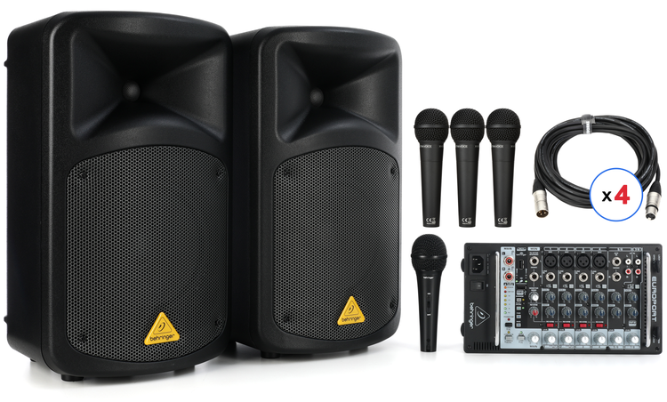 Behringer EPS500MP3 Compact Portable 4-person PA System Bundle