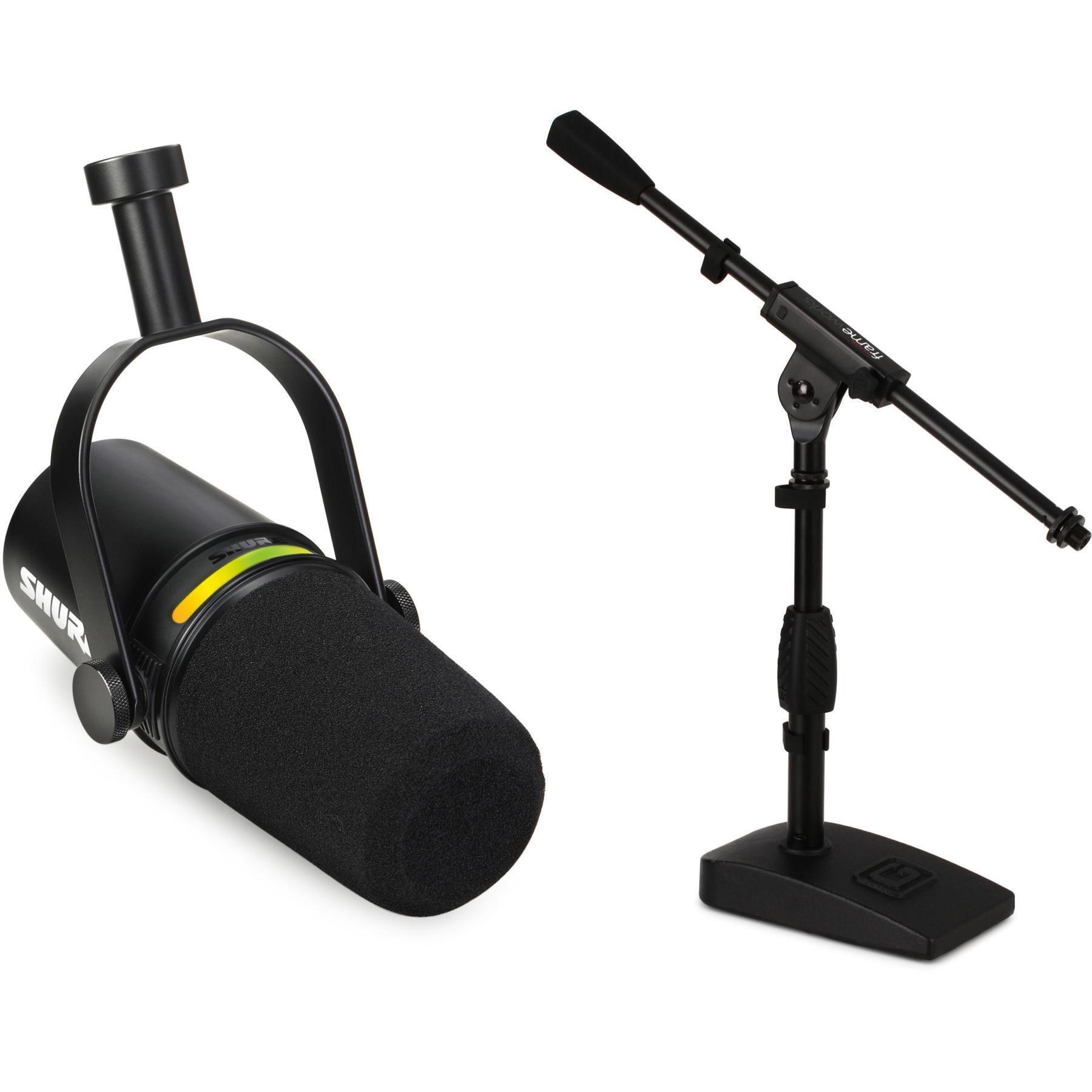 Shure MV7+ Hybrid Podcast Microphone with Desktop Boom Stand | Sweetwater