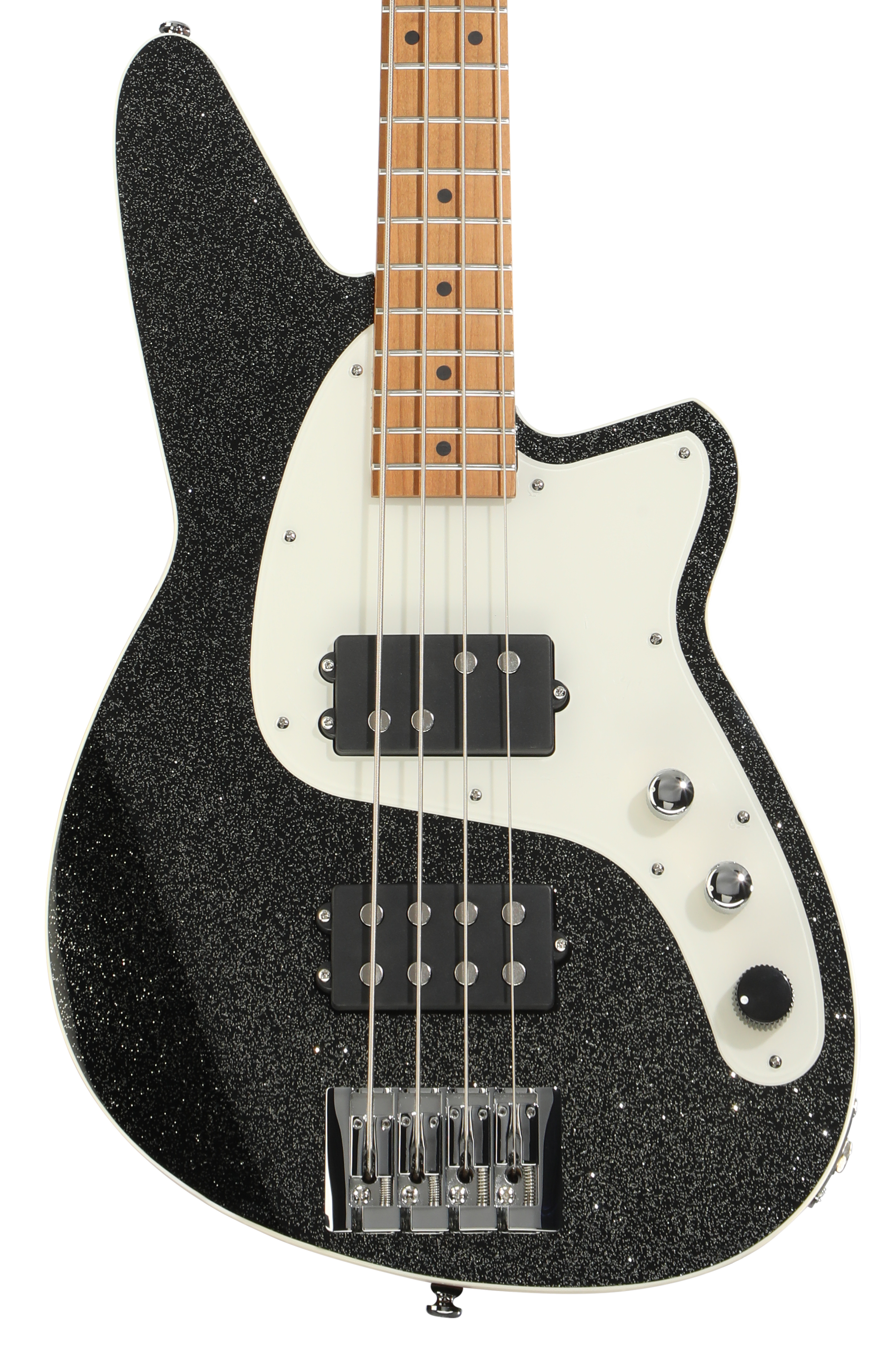 Reverend Mercalli 4 Electric Bass Guitar - Black Sparkle, Maple