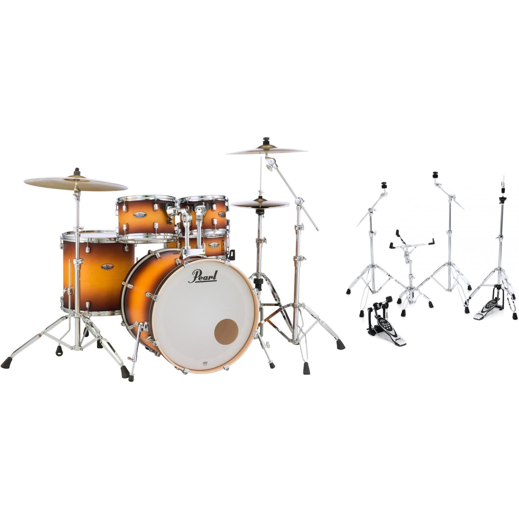 Pearl Decade Maple DMP925SP/C 5-piece Shell Pack with Snare Drum and  Hardware Bundle- Classic Satin Amburst