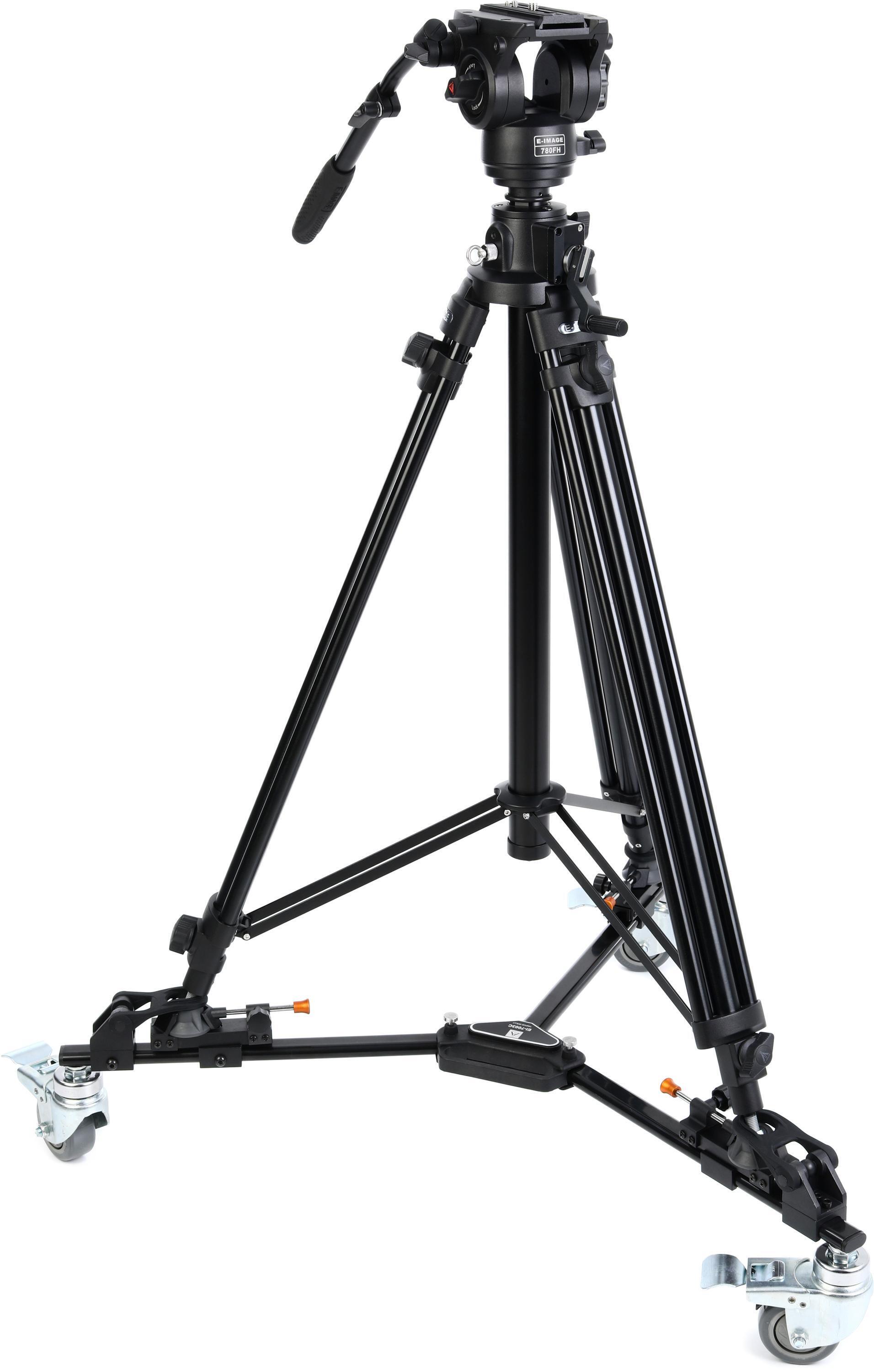 E-Image EI-GA780-KIT Aluminum Tripod Kit with Fluid Head and Dolly