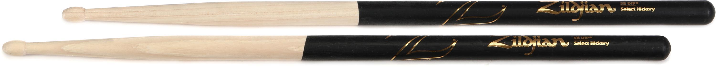 Photo of Zildjian Hickory Dip Series Drumsticks - 5B - Wood Tip - Black