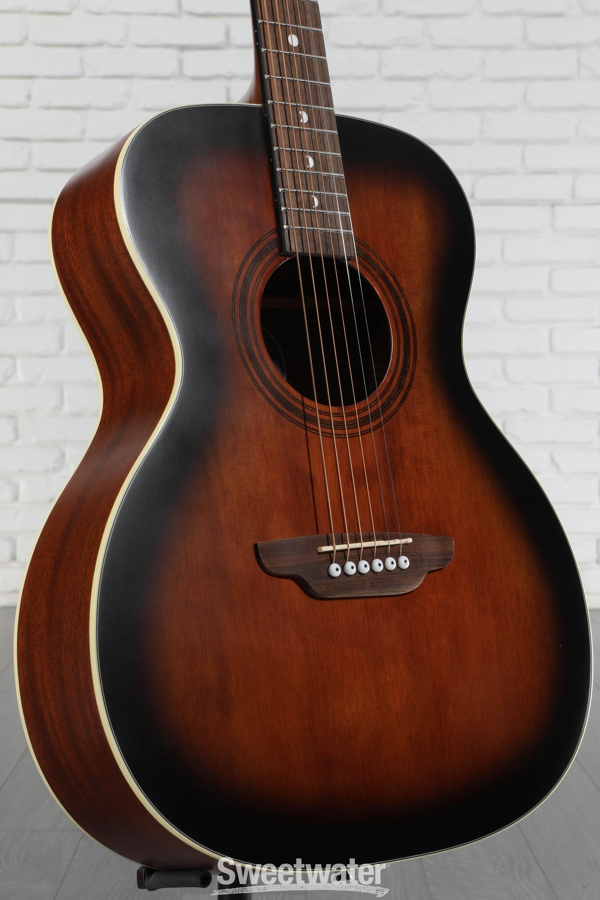 Photo of Luna Art Vintage Folk Acoustic Guitar - Distressed Vintage Brownburst