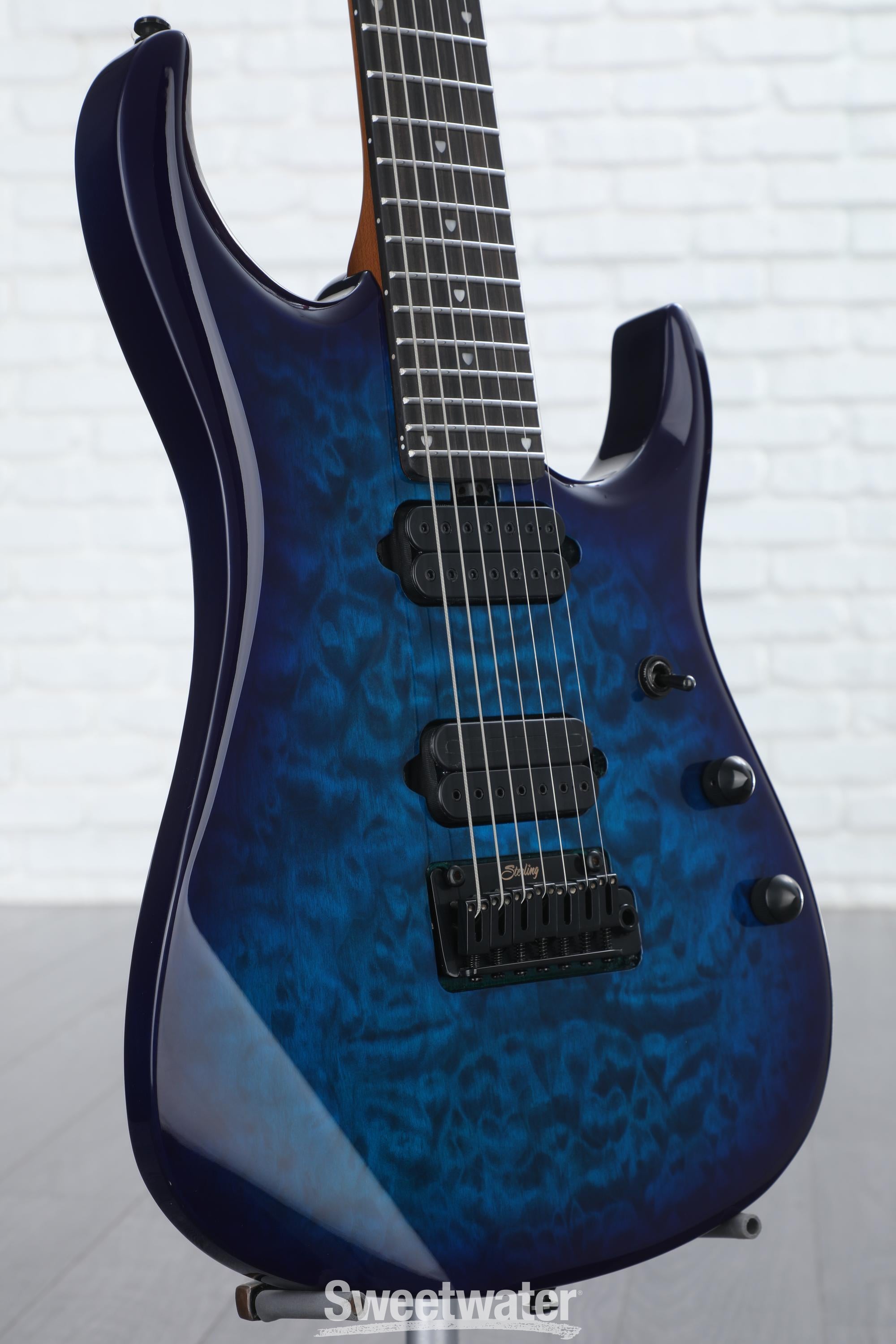 Sterling By Music Man JP157DQM 7-string Electric Guitar - Cerulean