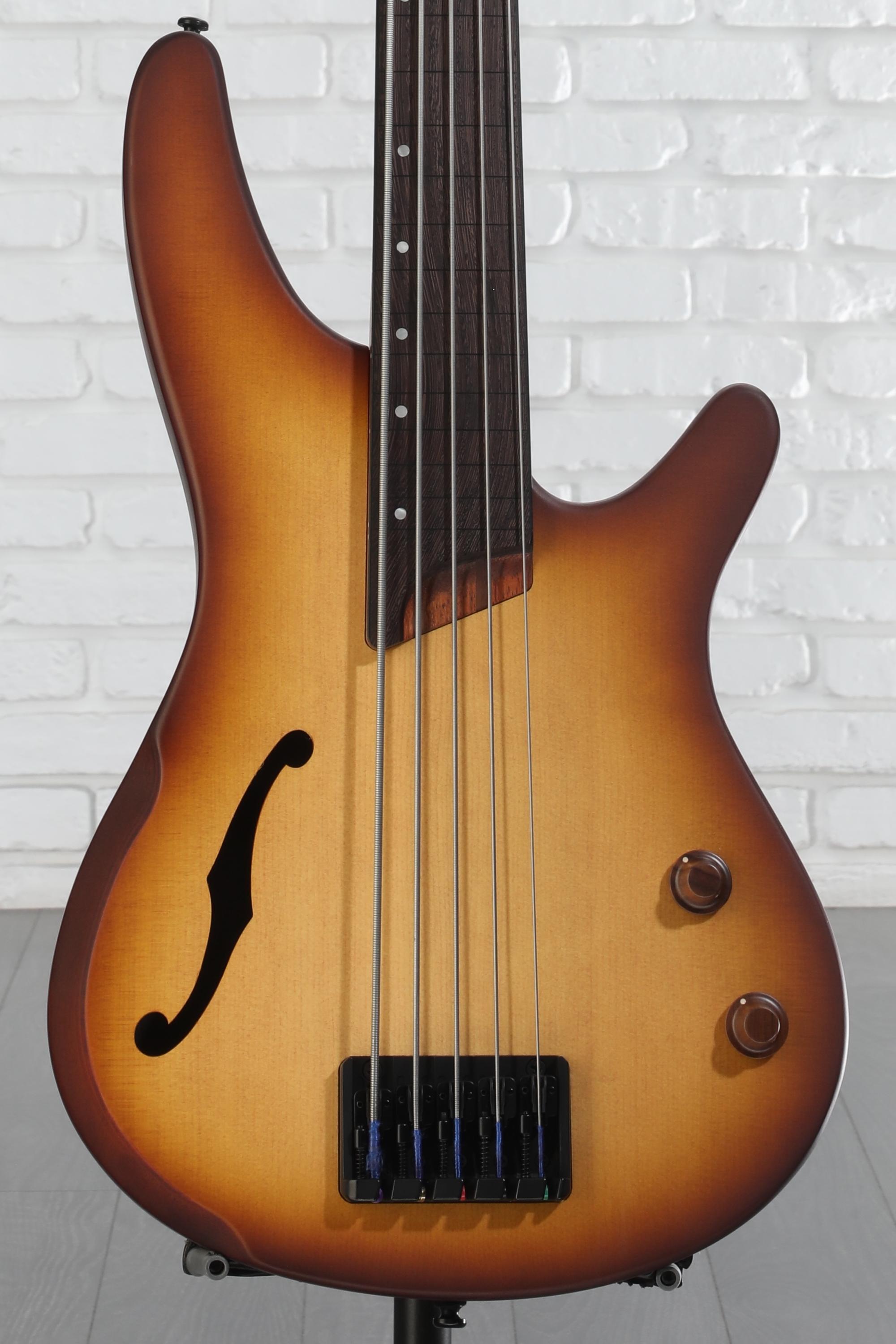 Ibanez SRH505F 5弦 フレットレスベース　5弦べース Amazon.com: Ibanez SRH505F Fretless - Natural Browned Burst