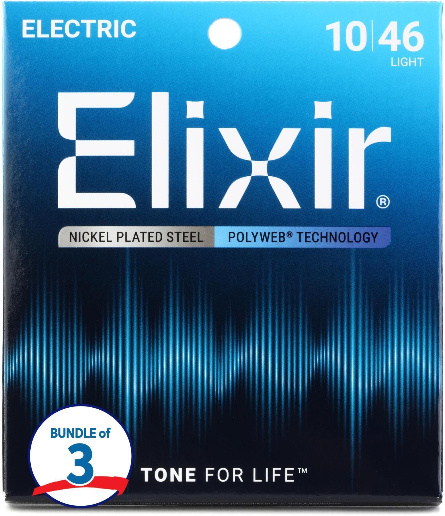 Photo of Elixir Strings 12050 Polyweb Electric Guitar Strings - .010-.046 Light (3-pack)