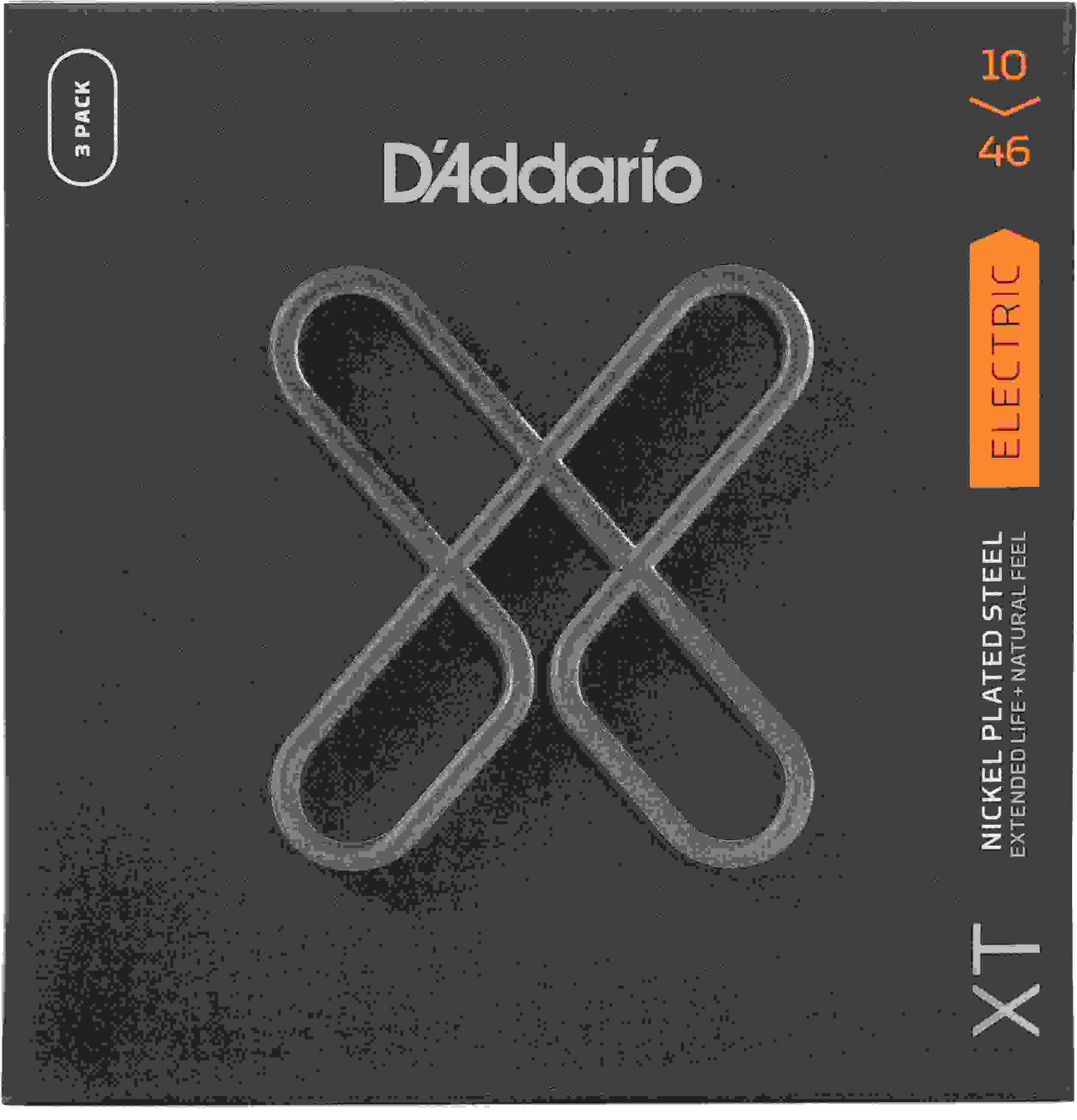 D'Addario XTE1046 XT Nickel Wound Electric Guitar Strings - .010-.046 Regular Light (3-pack)