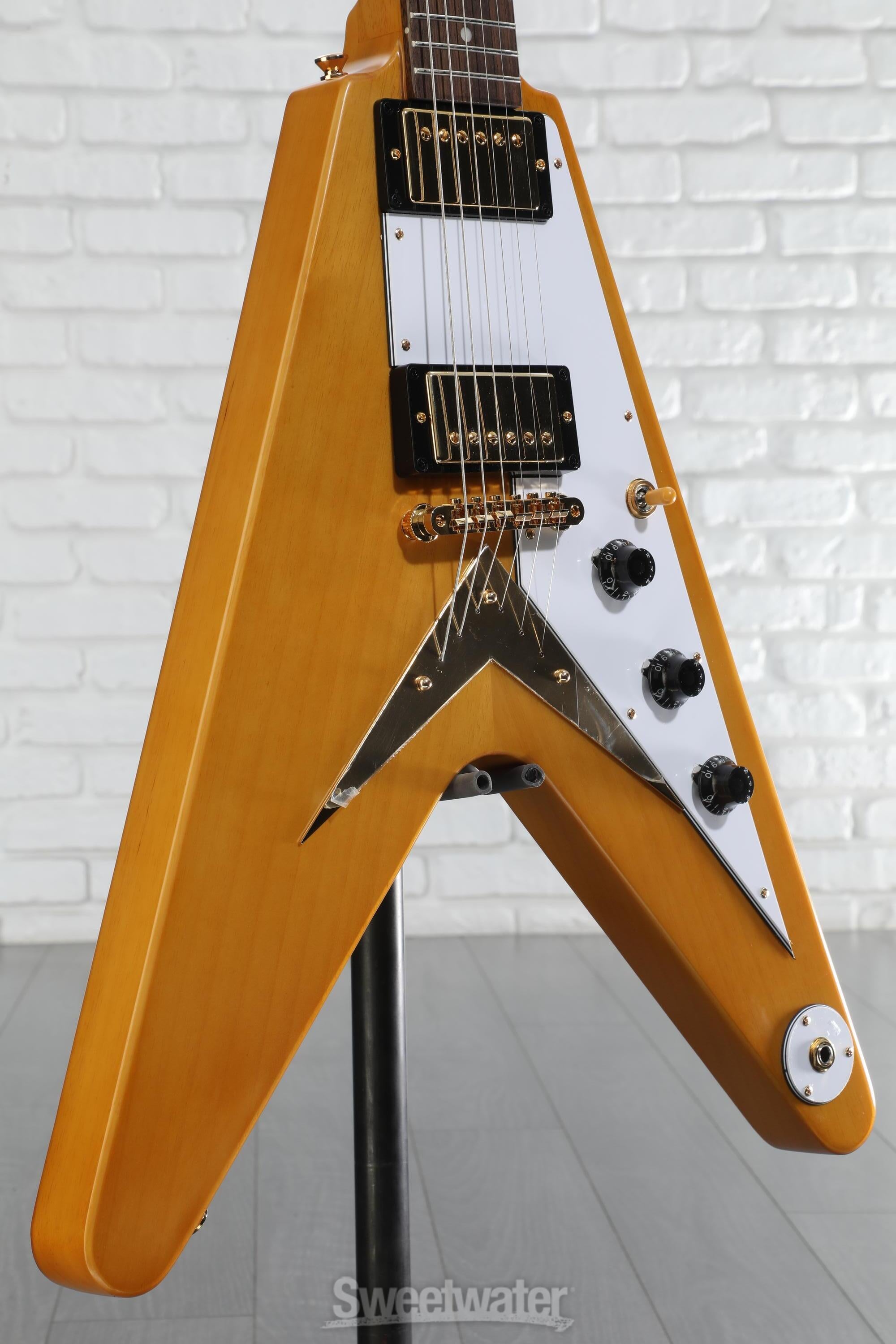 ギター Epiphone 1958 Korina Flying V 1958 Korina Flying V (White Pickguard), Aged Natural | Epiphone