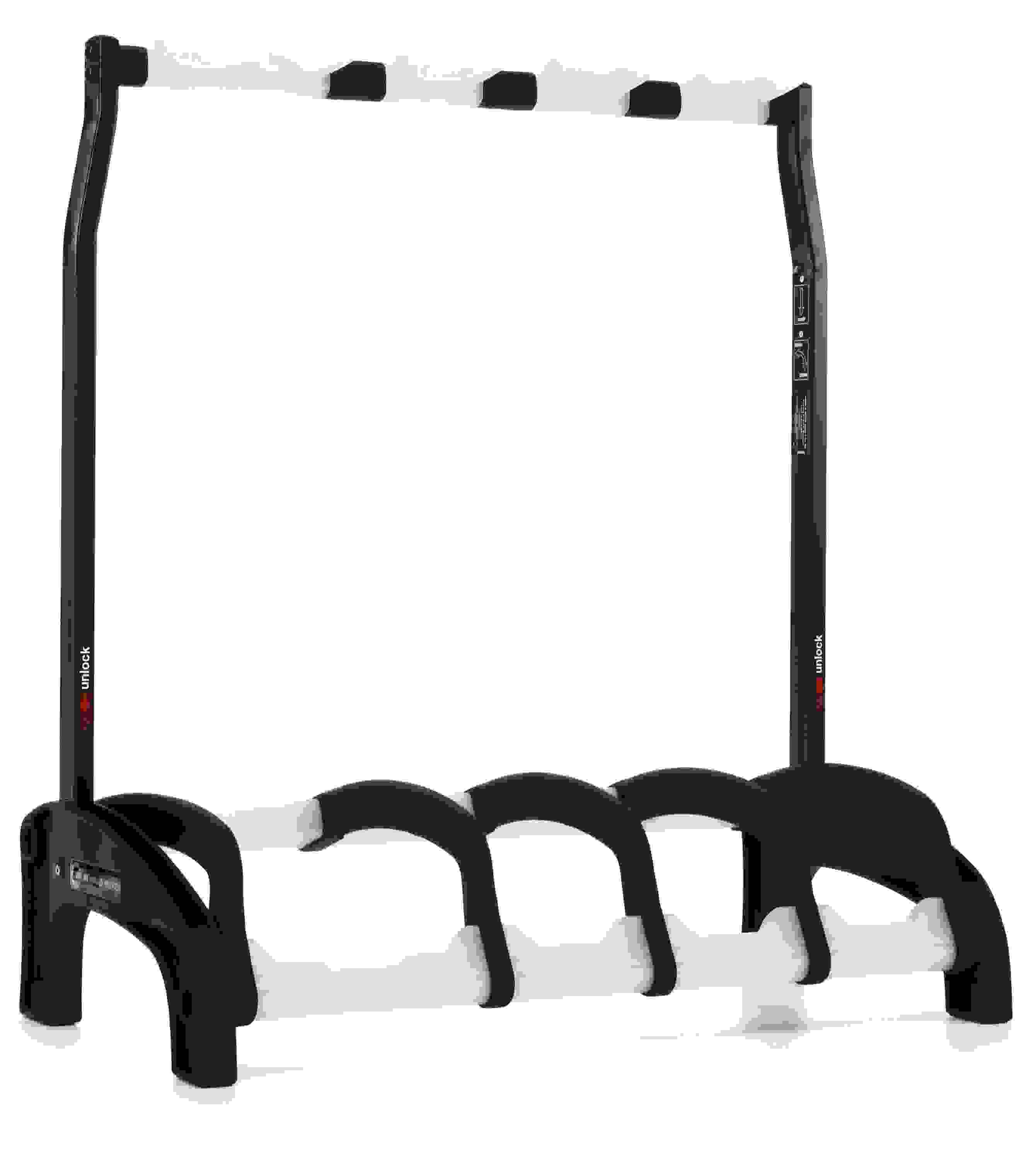 K&M 17534 Guardian 3+1 Multi Guitar Stand - Black with Translucent Supports
