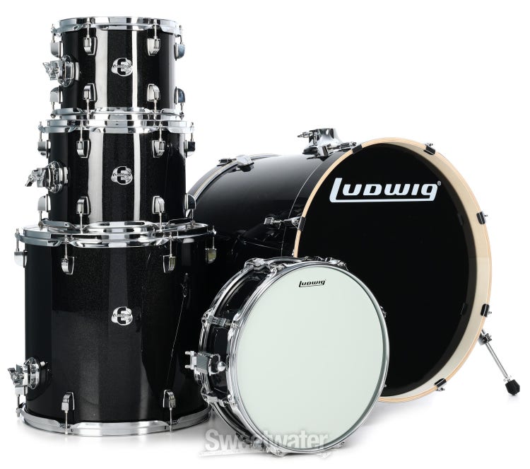 Ludwig Element Evolution LCEE220 5-piece Complete Drum Set with Zildjian  Cymbals - Black Sparkle