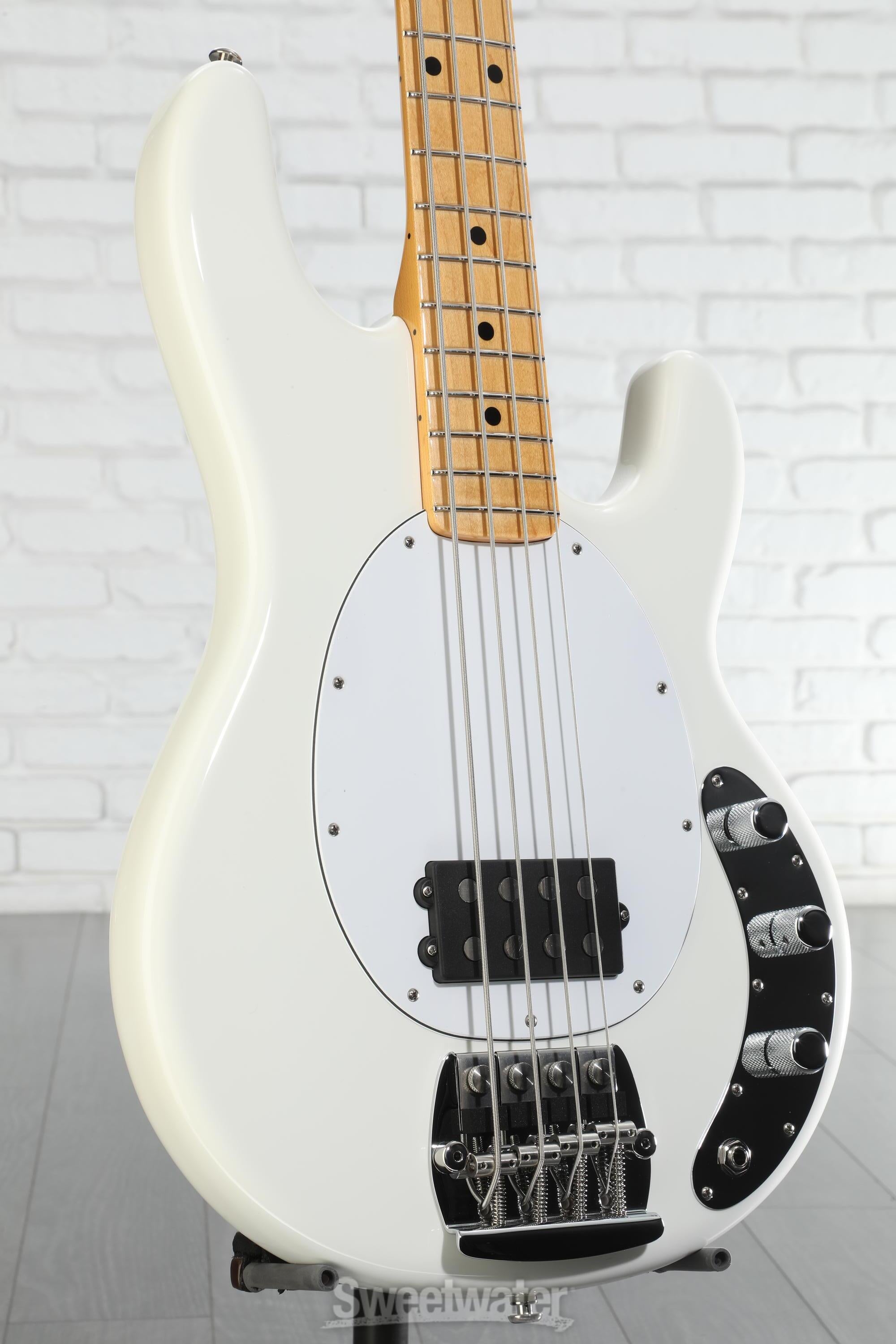MUSIC MAN Retro ’70s StingRay Music Man Retro '70s Stingray 4 String Bass Guitar, White w