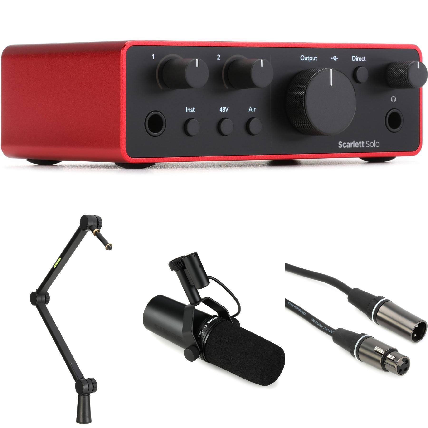 Focusrite Scarlett Solo 4th Gen USB Audio Interface and Shure SM7dB  Microphone Podcasting Kit