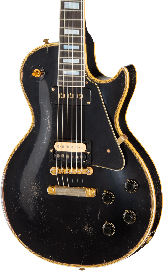 Photo of Gibson Custom 1954 Les Paul Custom Reissue Electric Guitar - Ebony, Heavy Aged
