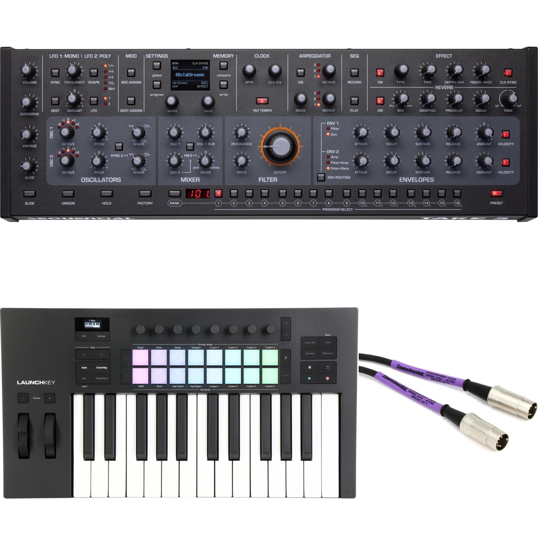 Photo of Sequential Take 5 Polyphonic Desktop Synthesizer Module with Keyboard Controller