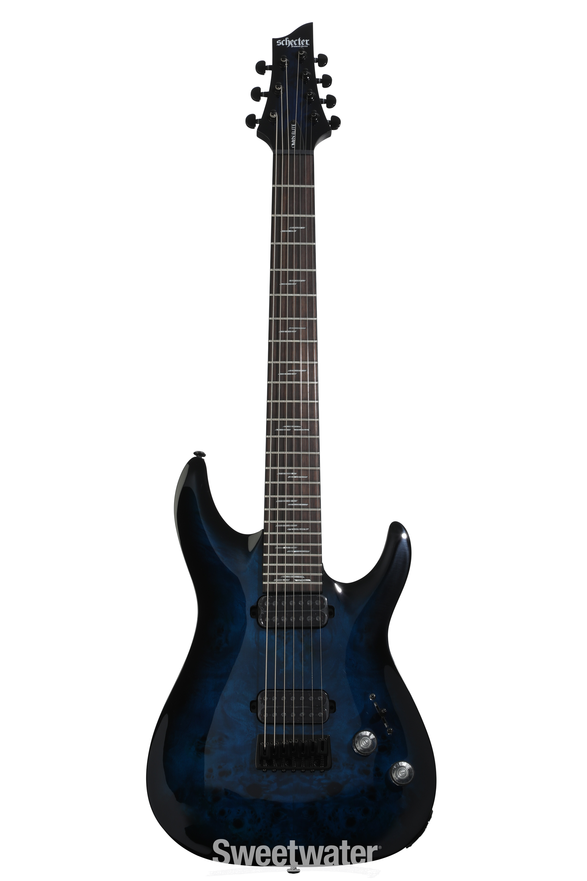 Schecter Omen Elite-7 Electric Guitar - See Thru Blue Burst
