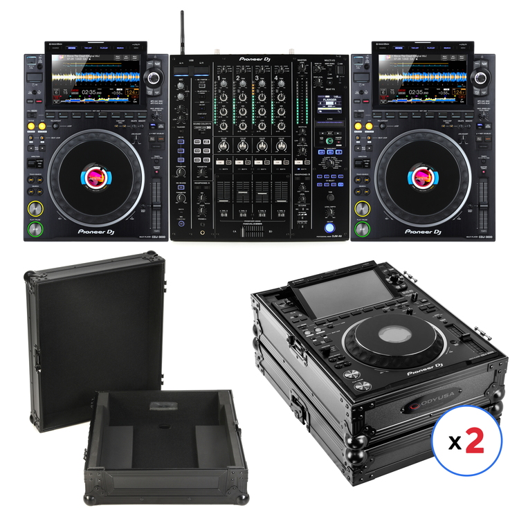 Pioneer DJ DJM-A9 4-channel DJ Mixer and CDJ-3000 Case Bundle