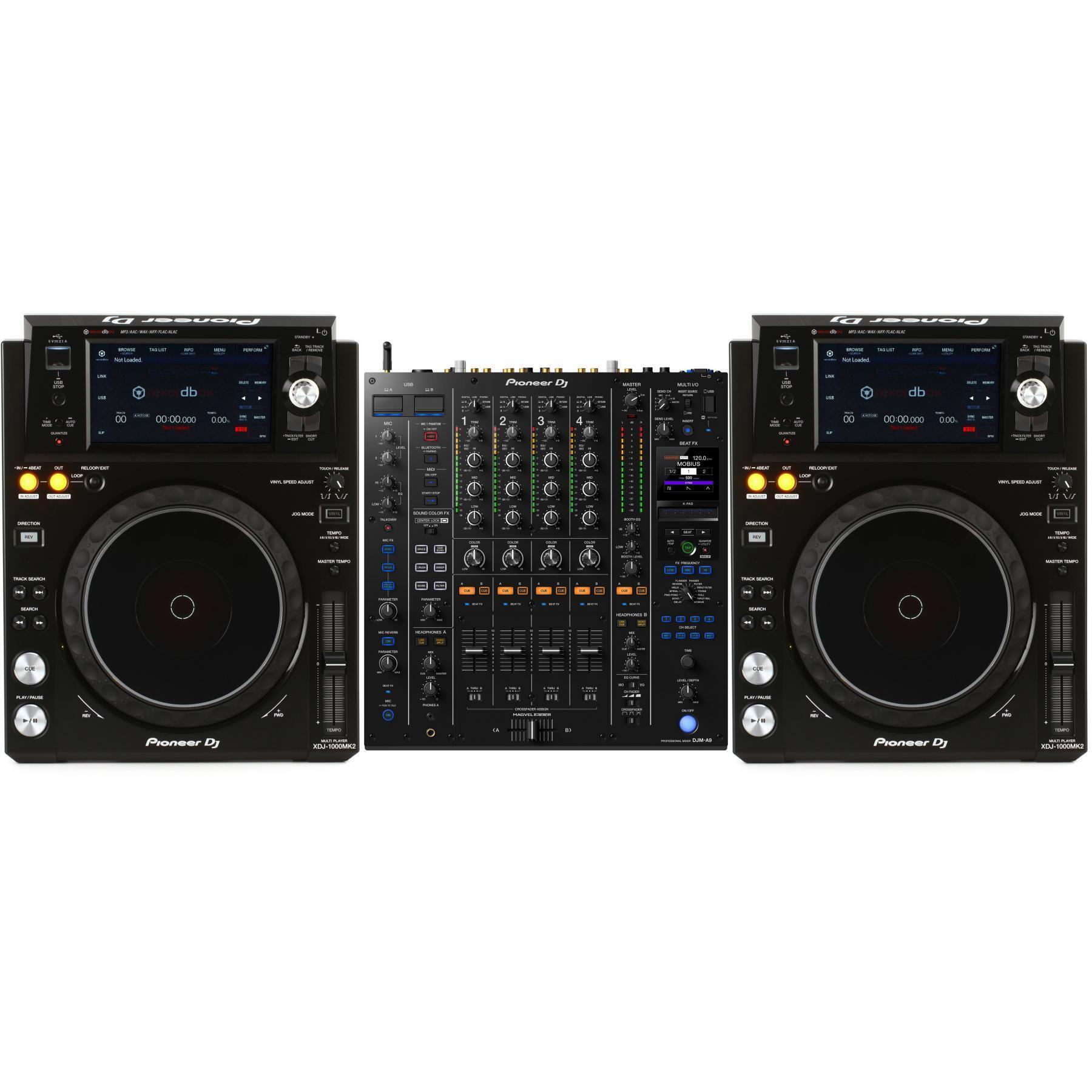 Pioneer DJ DJM-A9 4-channel DJ Mixer with Effects and Dual XDJ-1000MK2 DJ  Media Player Bundle