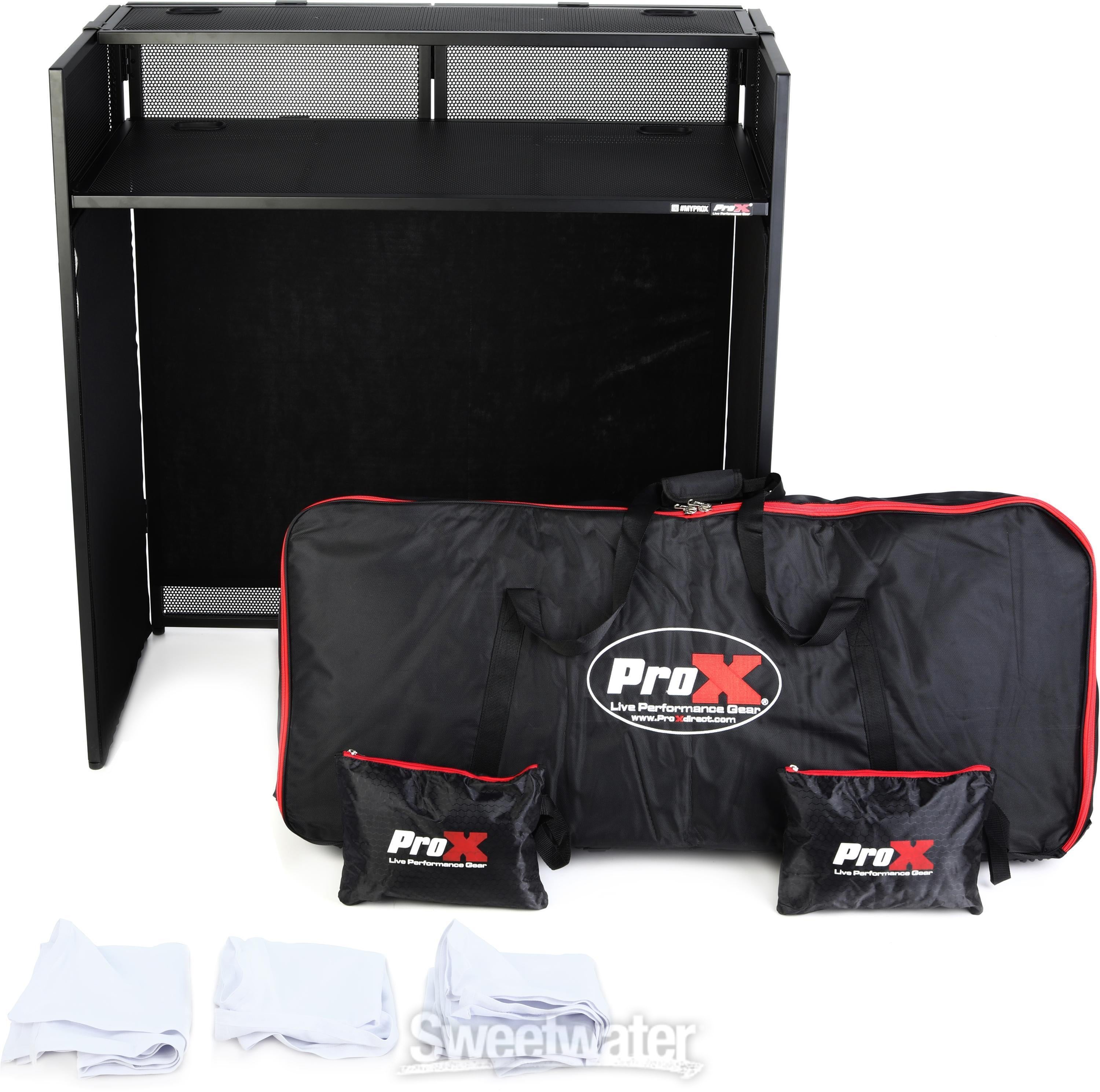 ProX Vista DJ Booth and Workstation with Scrim Kit - Black