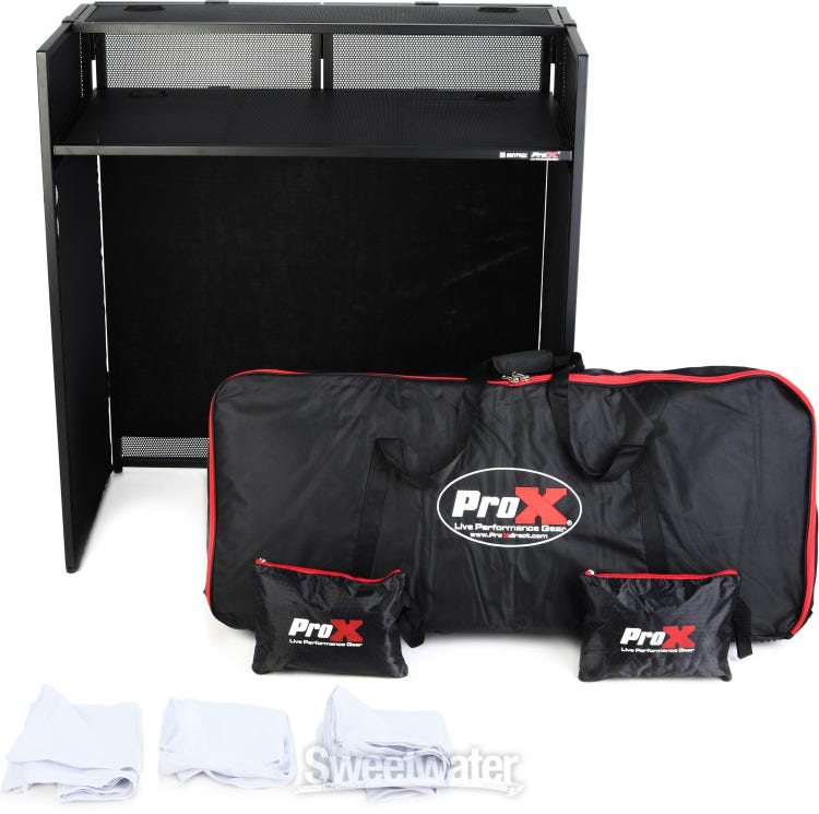 ProX Vista DJ Booth and Workstation with Scrim Kit - Black Hardware