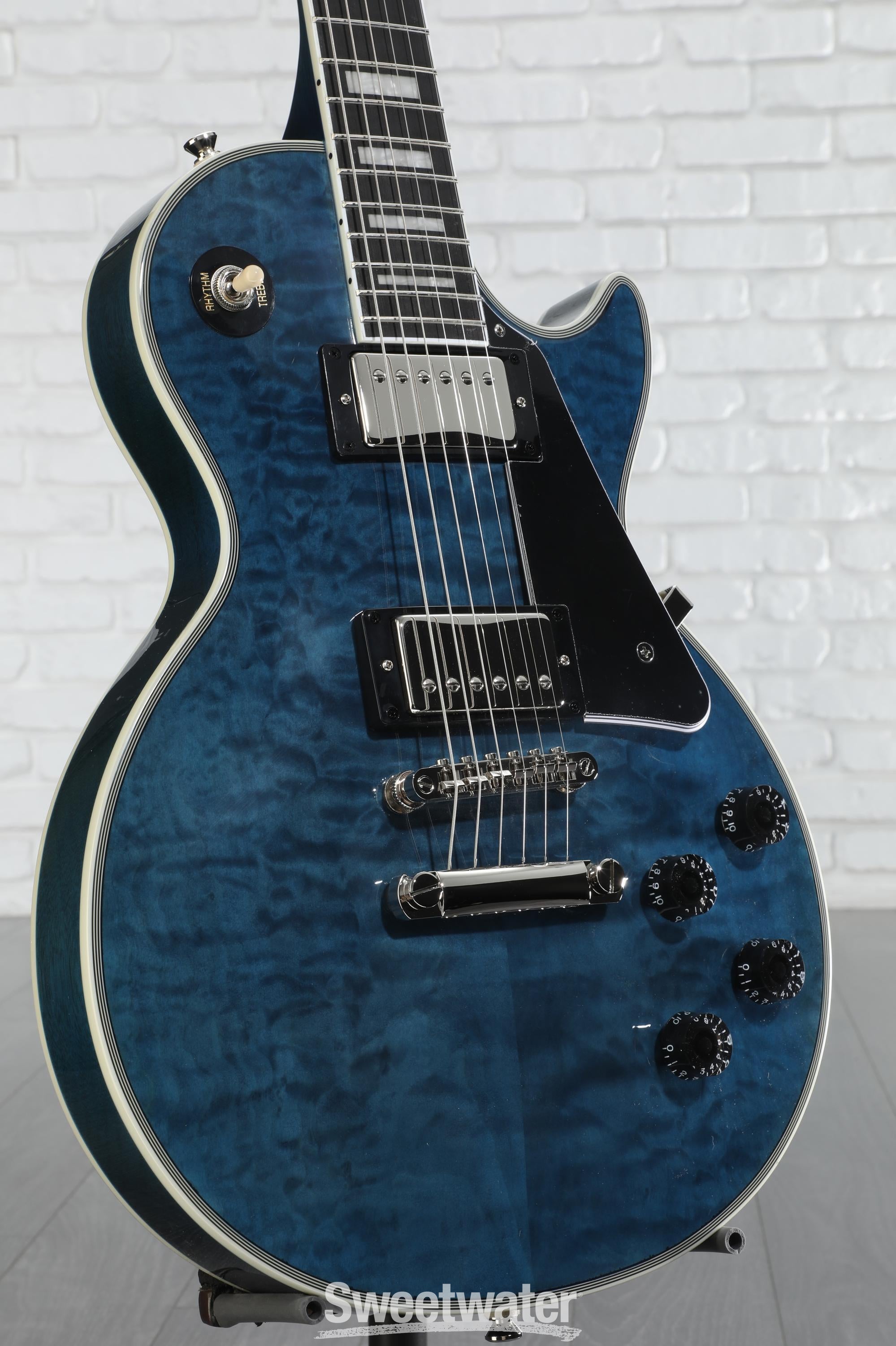 ギター Epiphone LesPaul Custom Quilt Viper Blue Epiphone Les Paul Custom Electric Guitar - Viper Blue